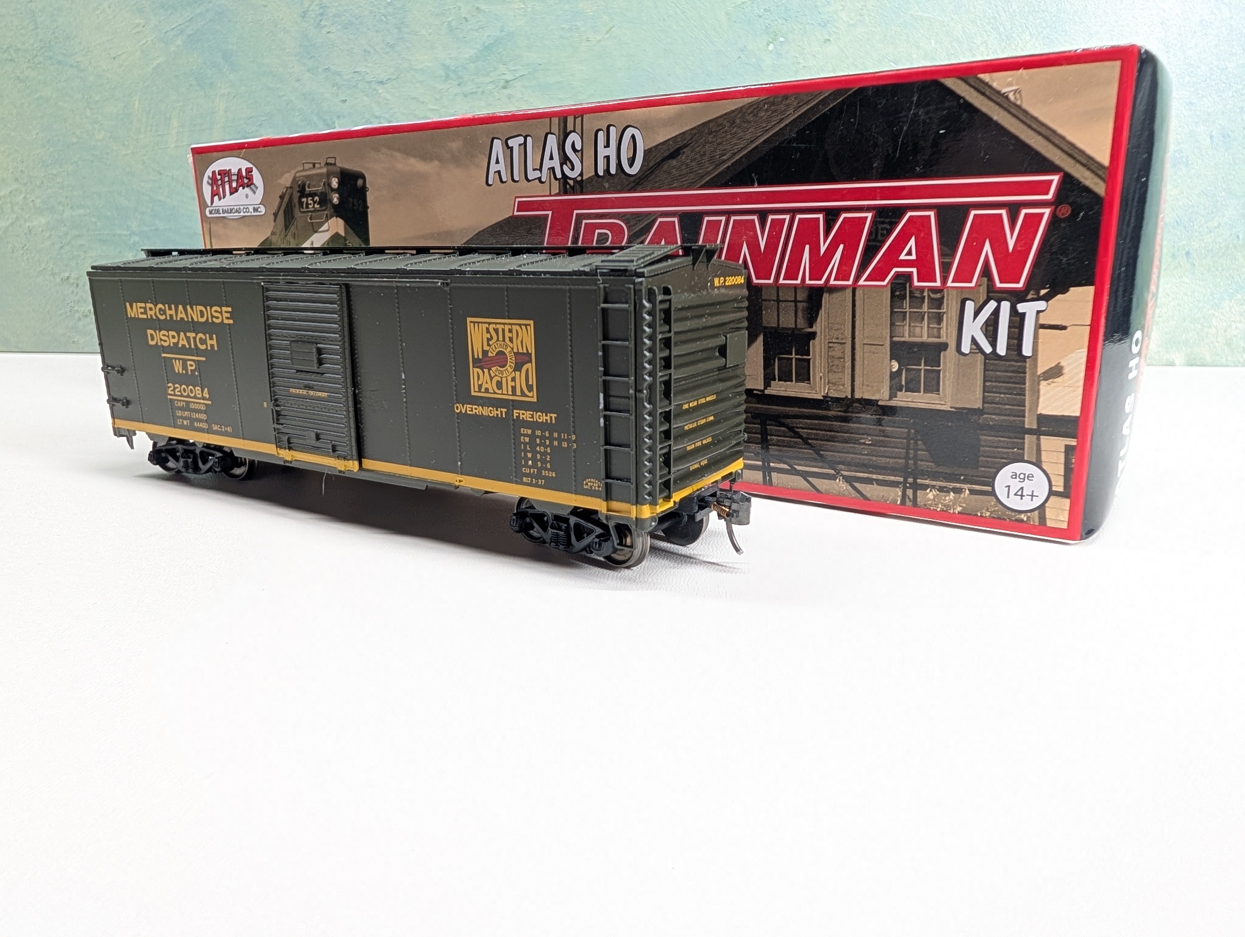 USED Atlas Trainman 20006261 HO Scale 1937 AAR 40' Box Car Western Pacific WP #220084 Metal Wheels
