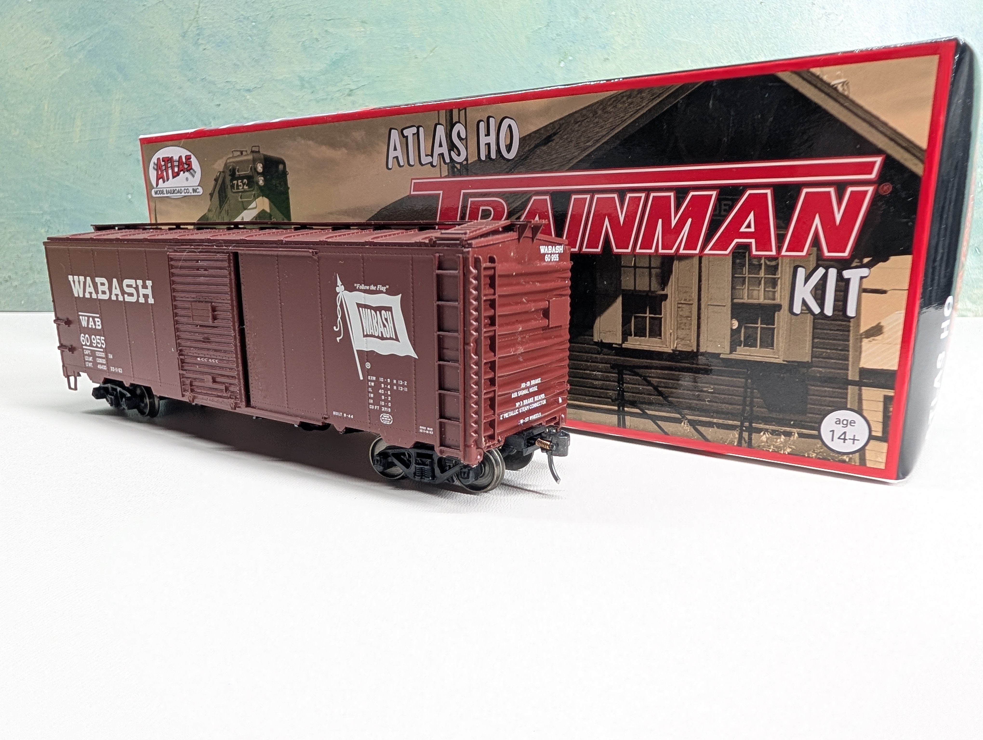 USED Atlas Trainman 20006260 HO Scale 1937 AAR 40' Box Car Wabash WAB #60955 Metal Wheels
