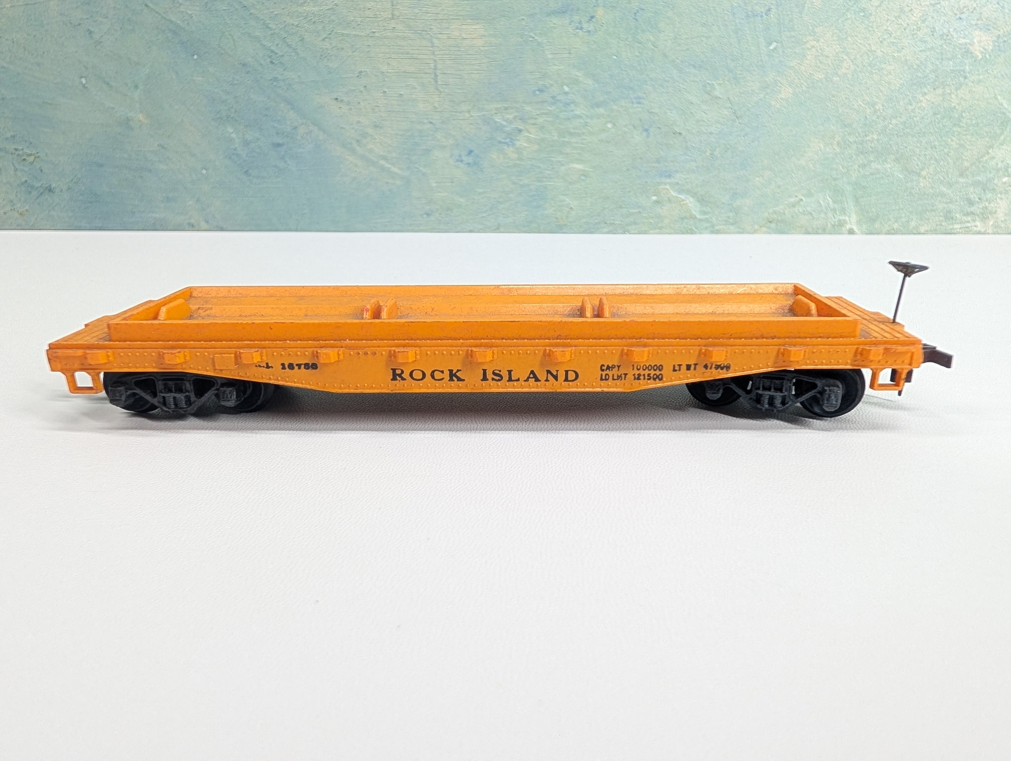 USED Mantua HO Scale 40' Flat Car w/ Brake Wheel! Rock Island #16788