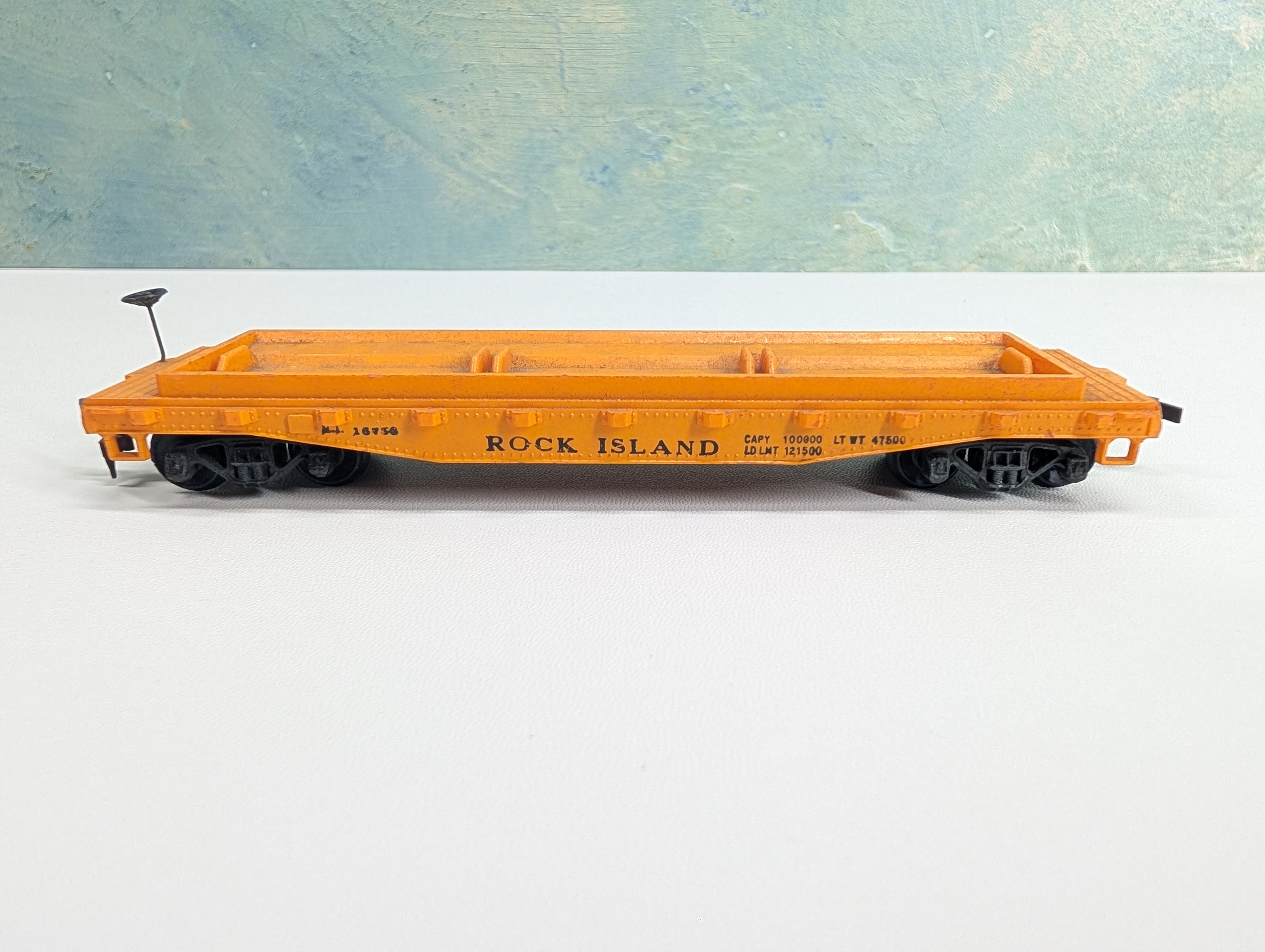 USED Mantua HO Scale 40' Flat Car w/ Brake Wheel! Rock Island #16788