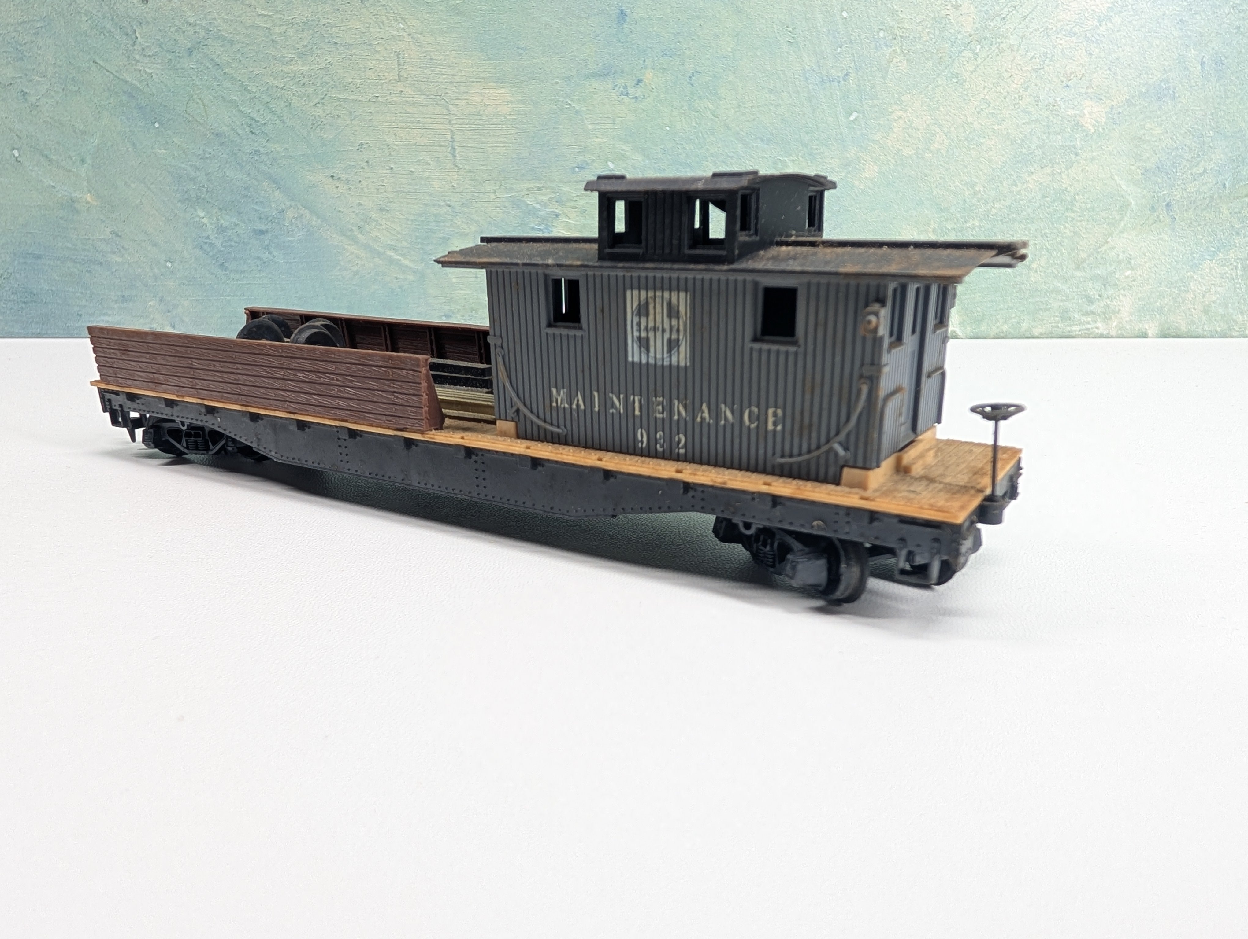 USED Tyco HO Scale MOW Boom Tender w/ Brake Wheel! Santa Fe ATSF #932