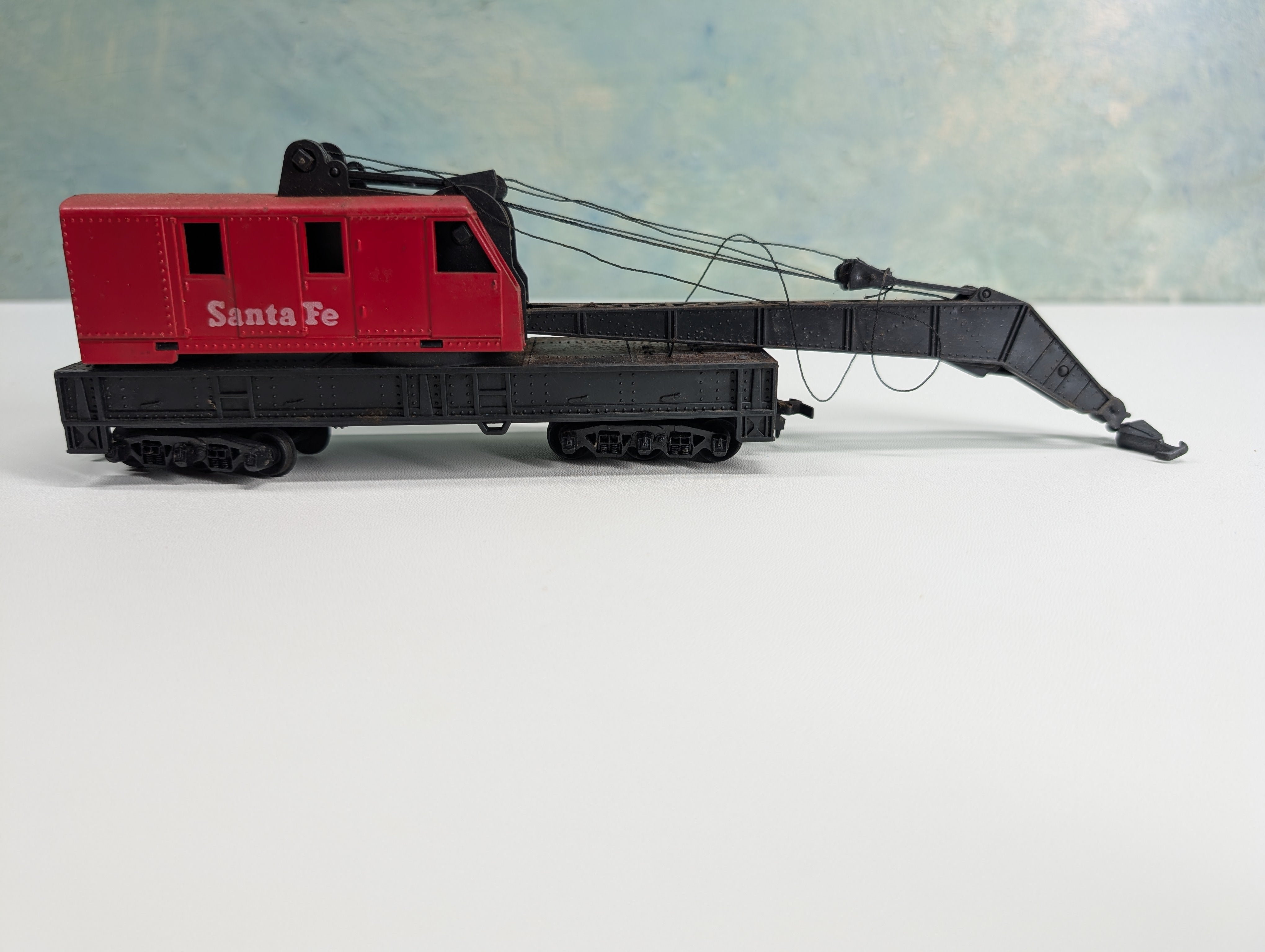 USED Tyco HO Scale Red MOW Crane Santa Fe ATSF