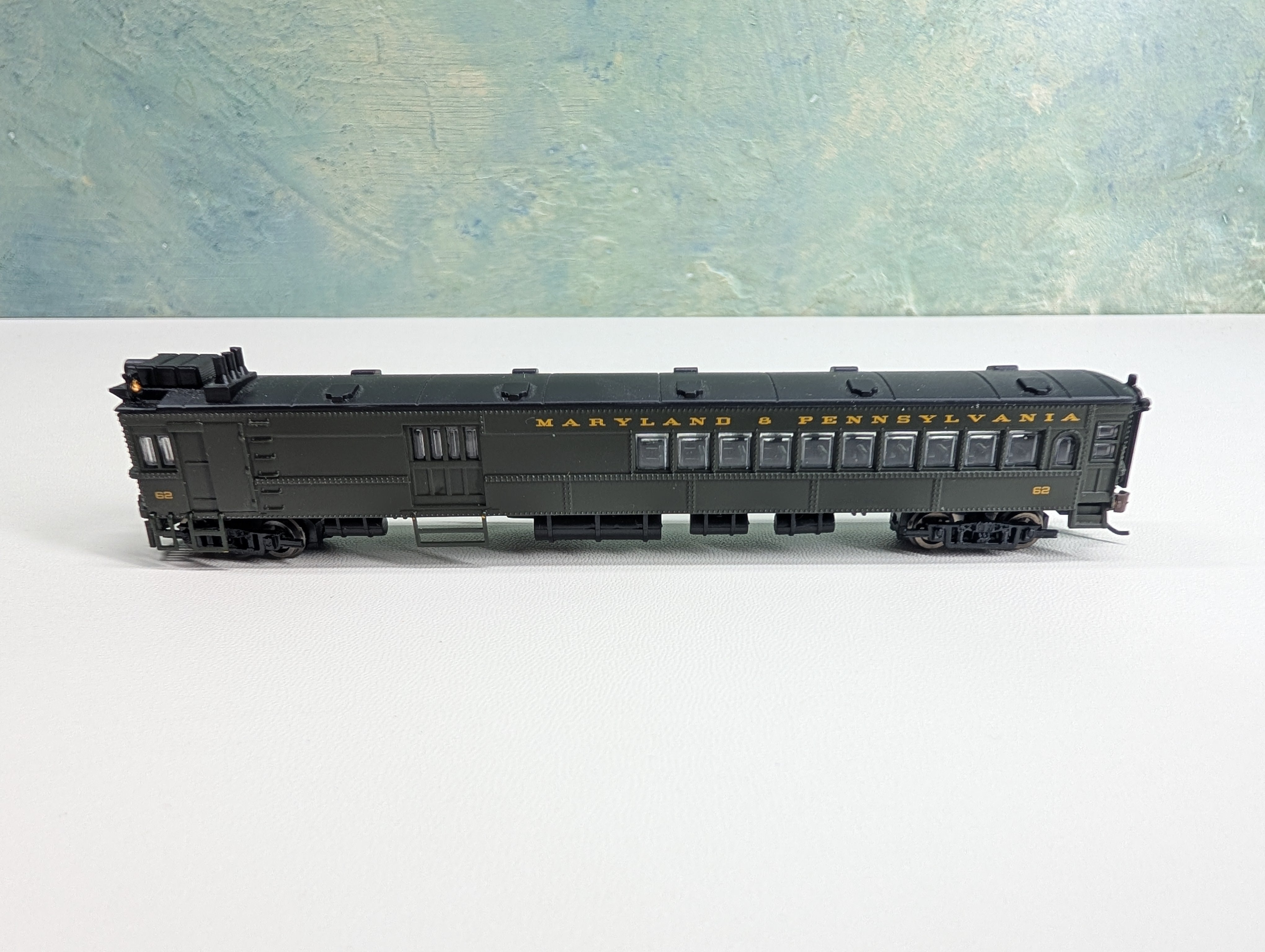 USED Bachmann 81468 N Scale EMC Doodlebug Loco w/ Coach Maryland and Pennsylvania #62 Needs Repairs DCC On Board