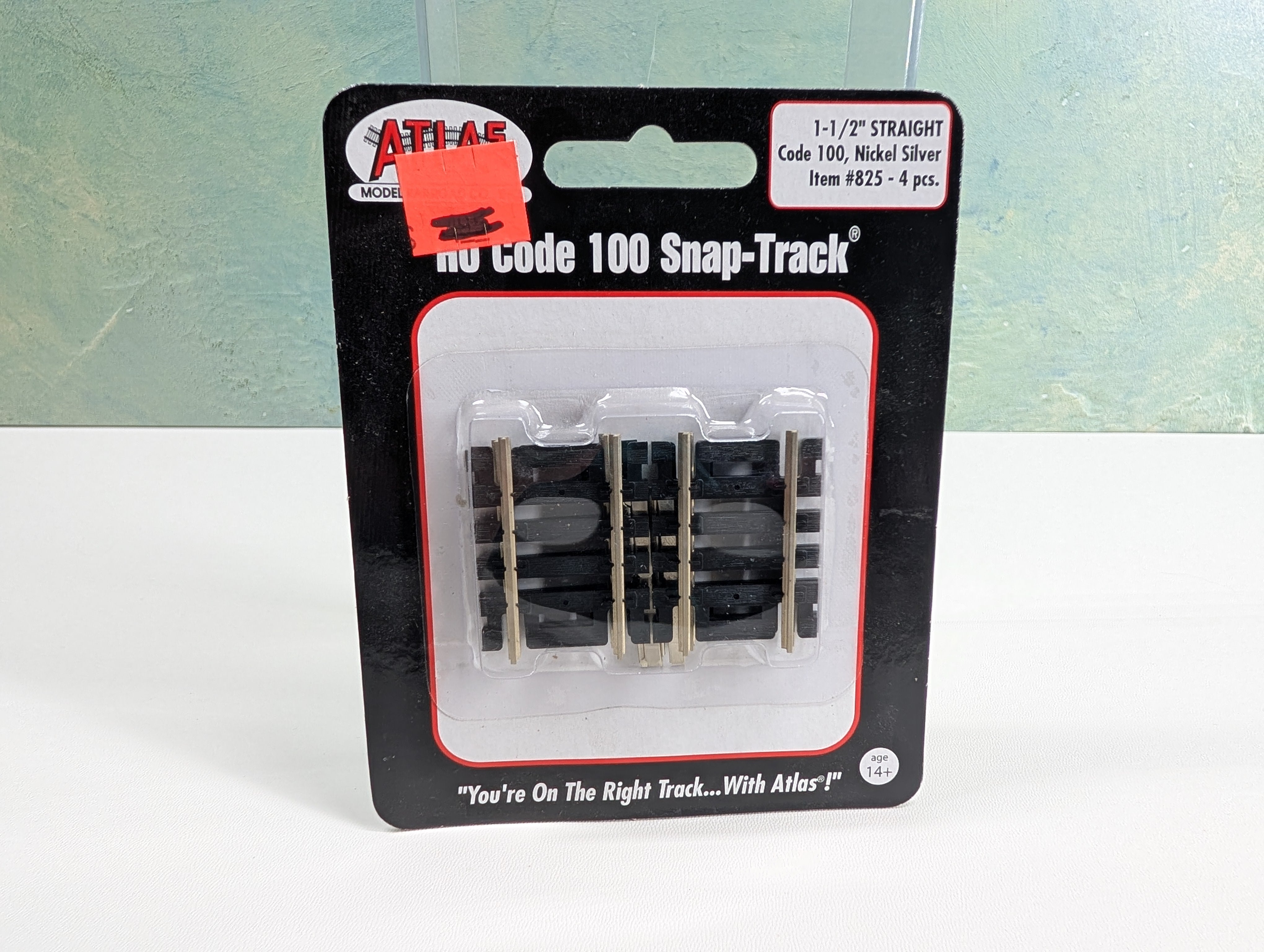Atlas 825 HO Scale 1 1/2" Straight Track, Code 100 Snap-Track, Nickel Silver (4 pcs)