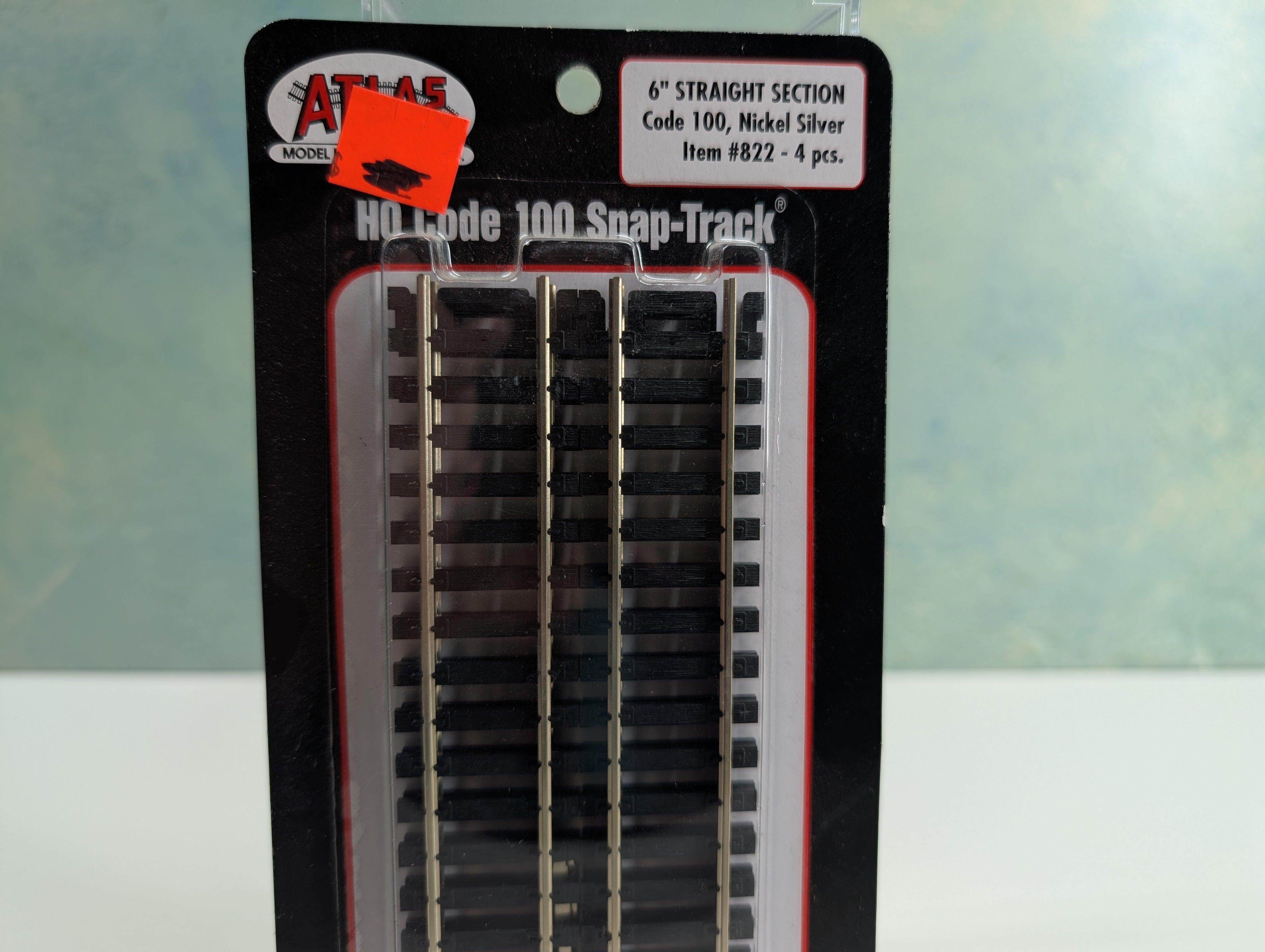 Atlas 822 HO Scale 6" Straight Track, Code 100 Nickel Silver Snap-Track (4 pcs)