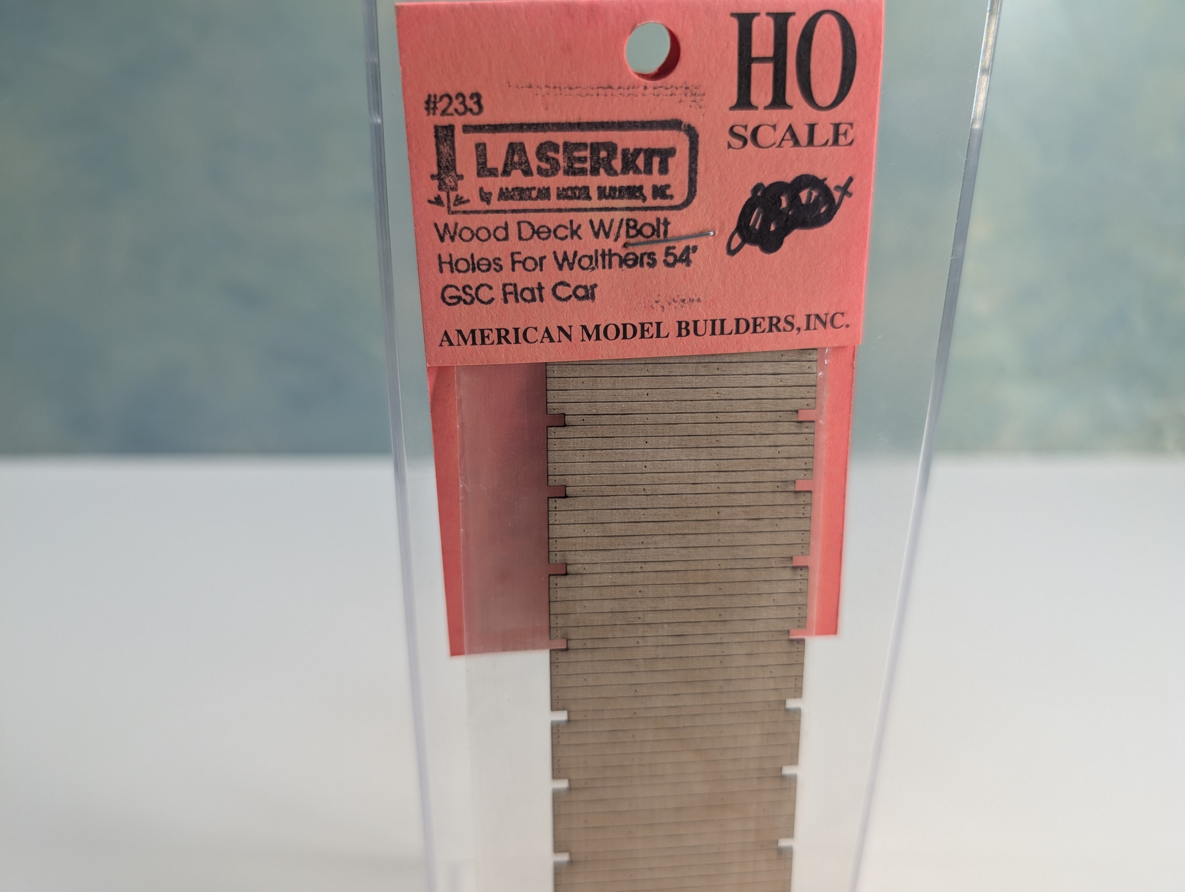 American Model Builders 233 HO Scale Laser-Cut Wood Deck w/Bolt Holes -- For Walthers 54' GSC Flat Car