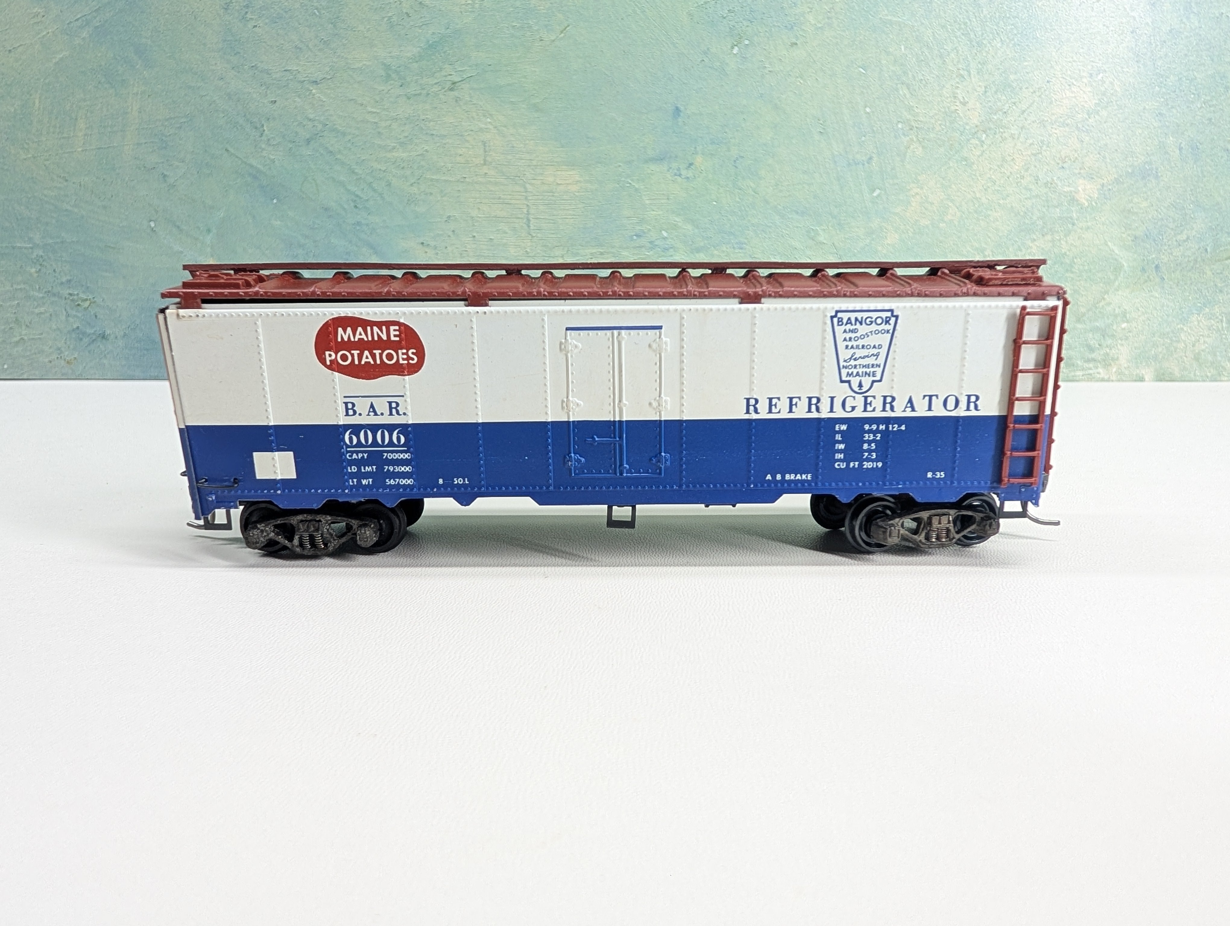 USED Varney HO Scale 40' Reefer Bangor and Aroostook BAR #6006