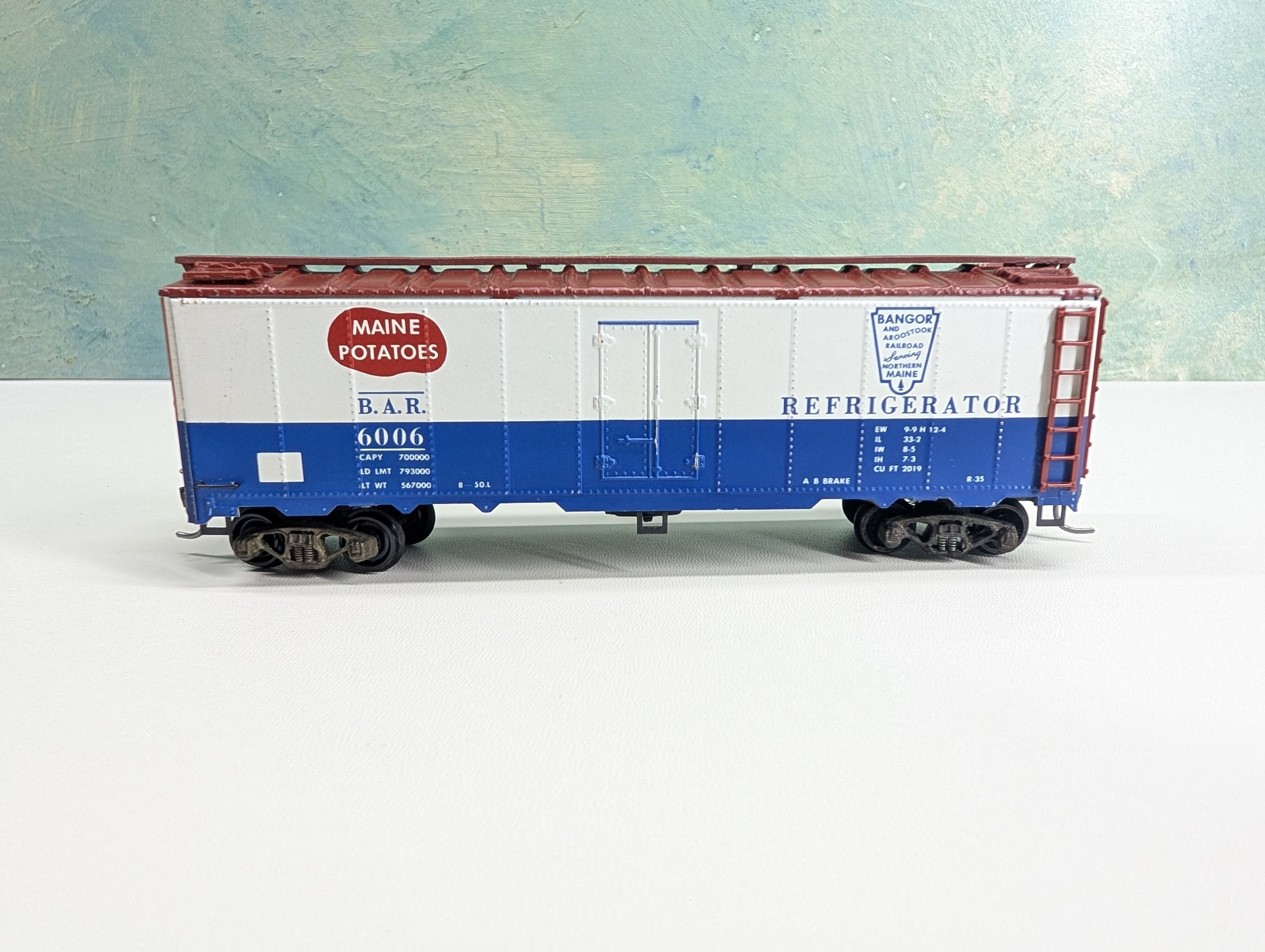 USED Varney HO Scale 40' Reefer Bangor and Aroostook BAR #6006