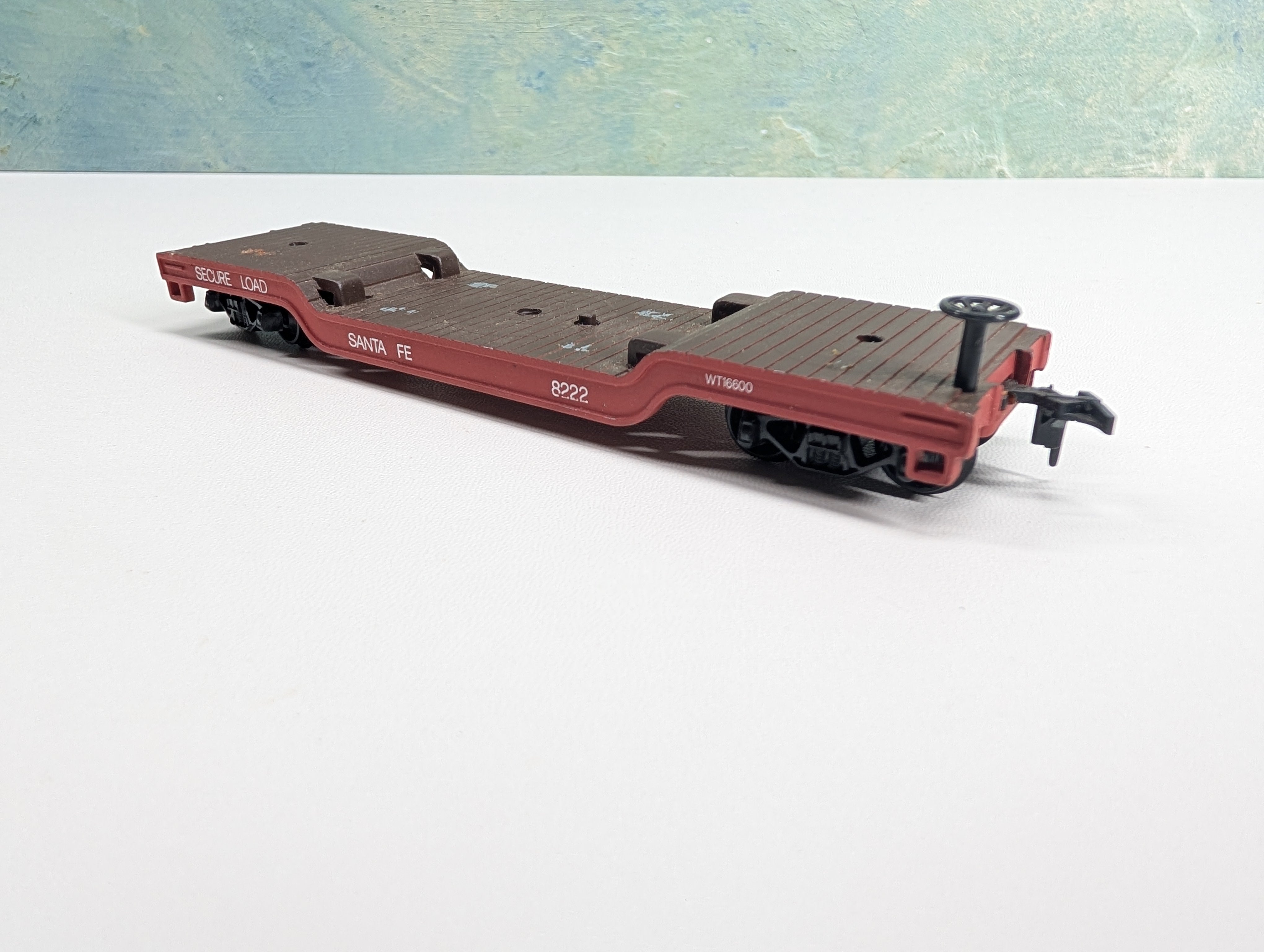 USED Model Power HO Scale Center Depressed Steel Flat Car Santa Fe #8222