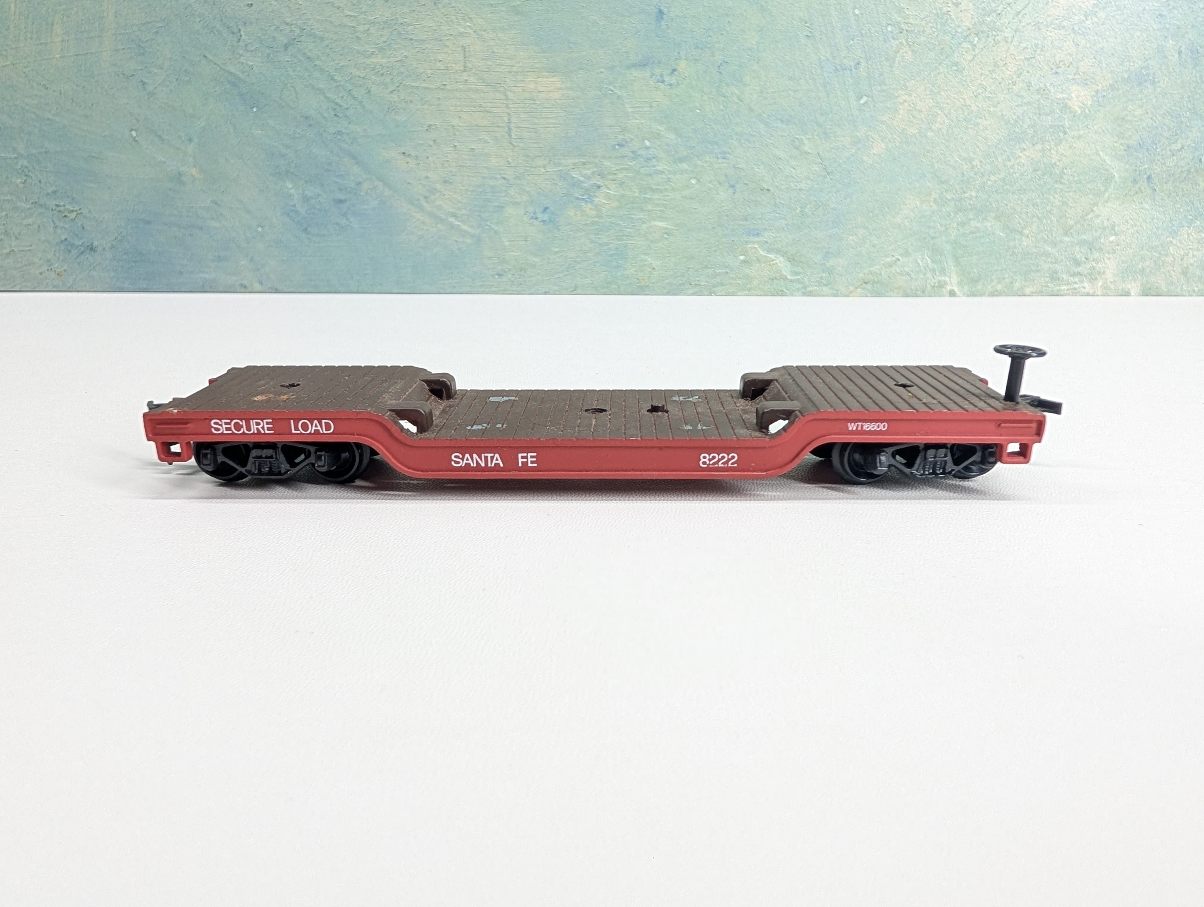 USED Model Power HO Scale Center Depressed Steel Flat Car Santa Fe #8222