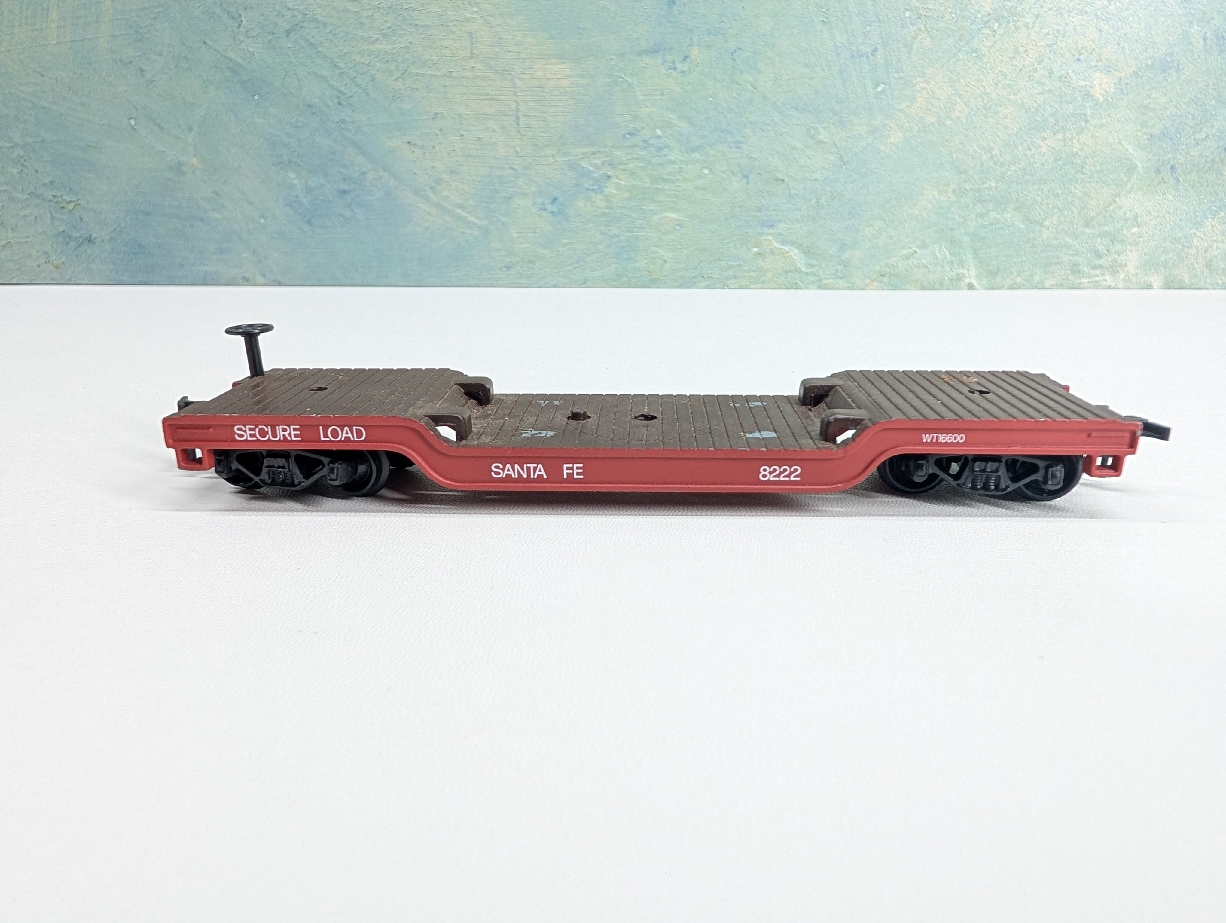 USED Model Power HO Scale Center Depressed Steel Flat Car Santa Fe #8222