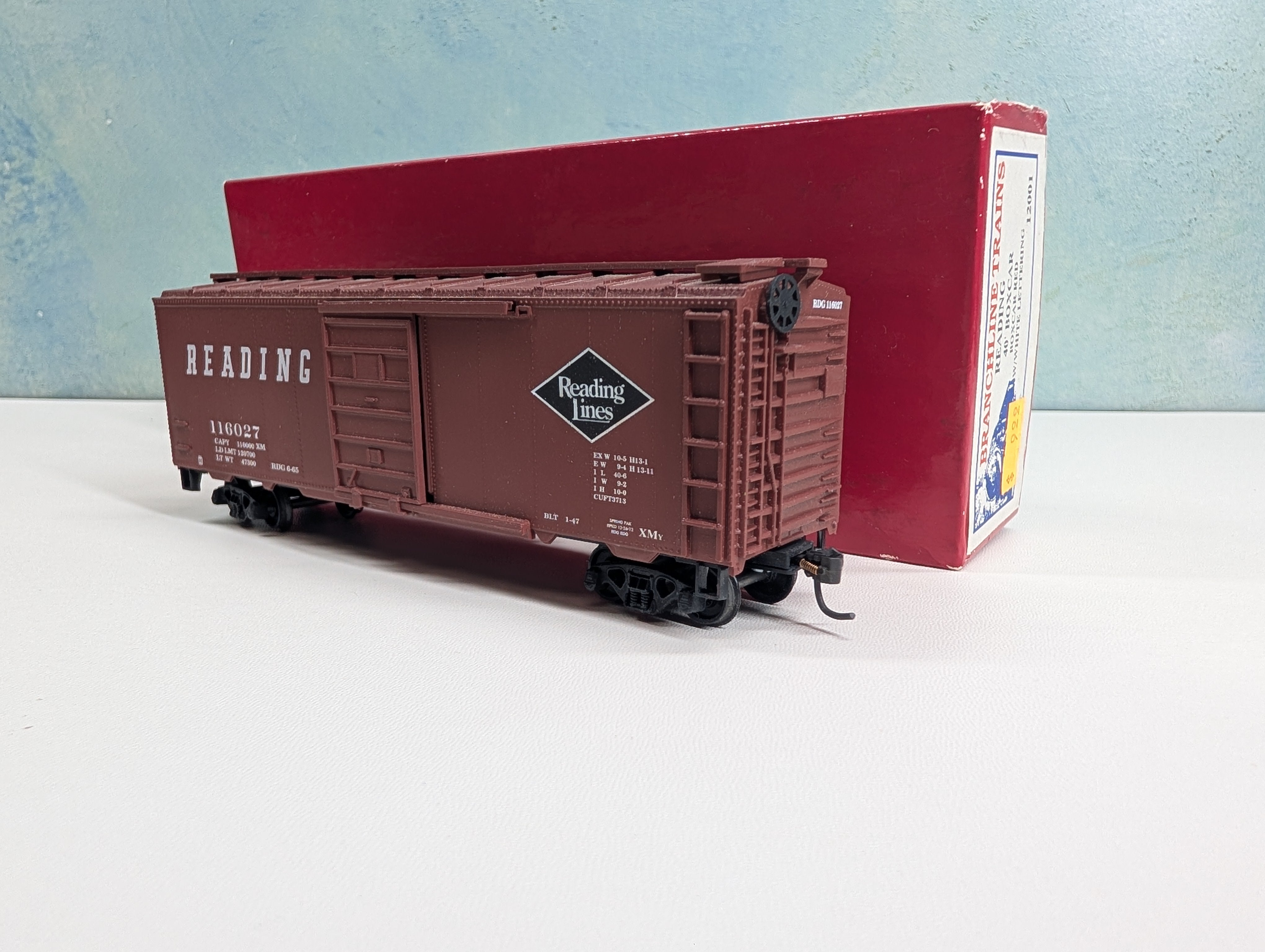 USED Roundhouse 12001 HO Scale 40' Box Car Reading RDG #116027 Branchline Custom