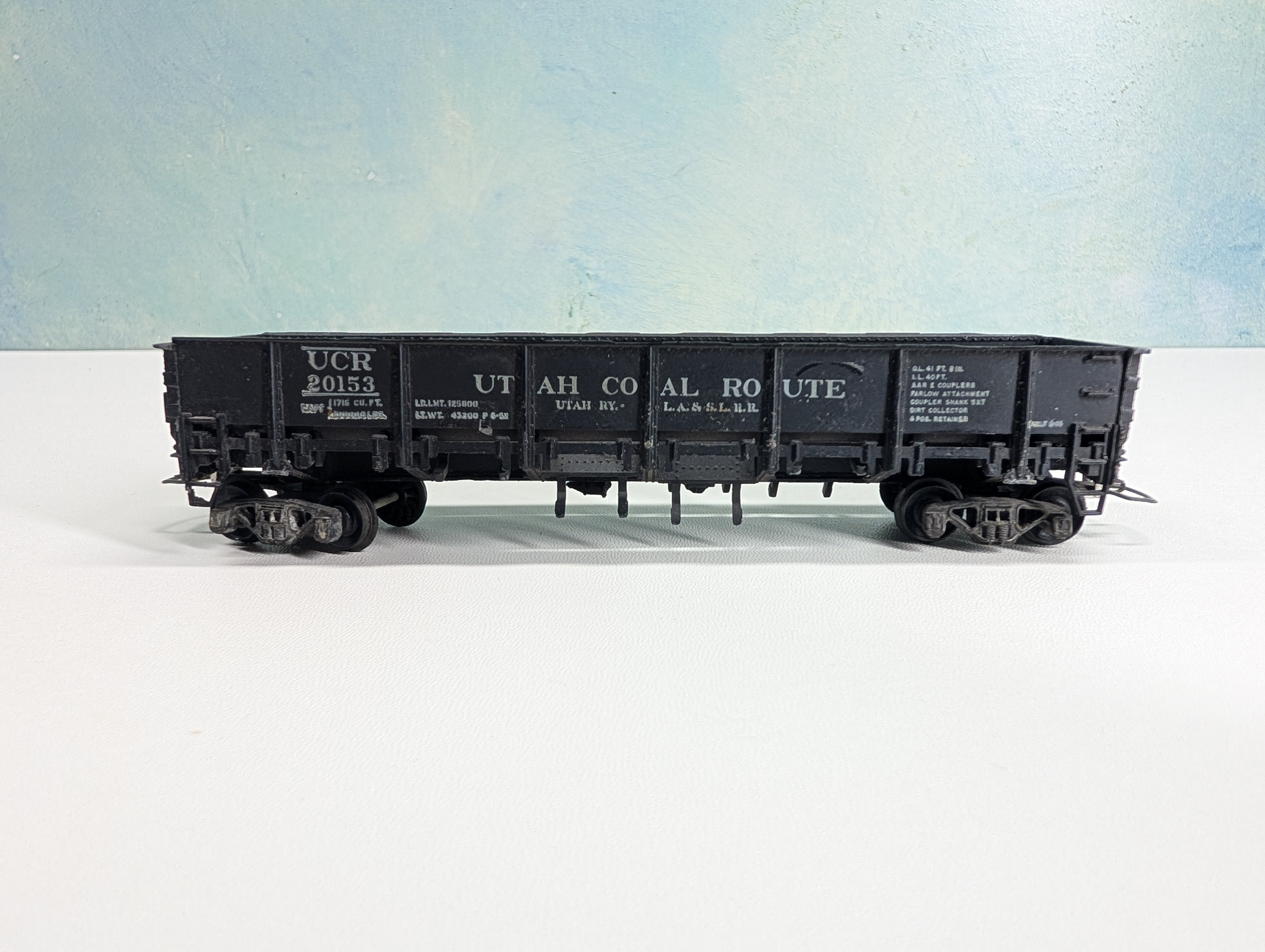 USED Ulrich HO Scale Drop Bottom Gondola, Metal Utah Coal UCR #20153