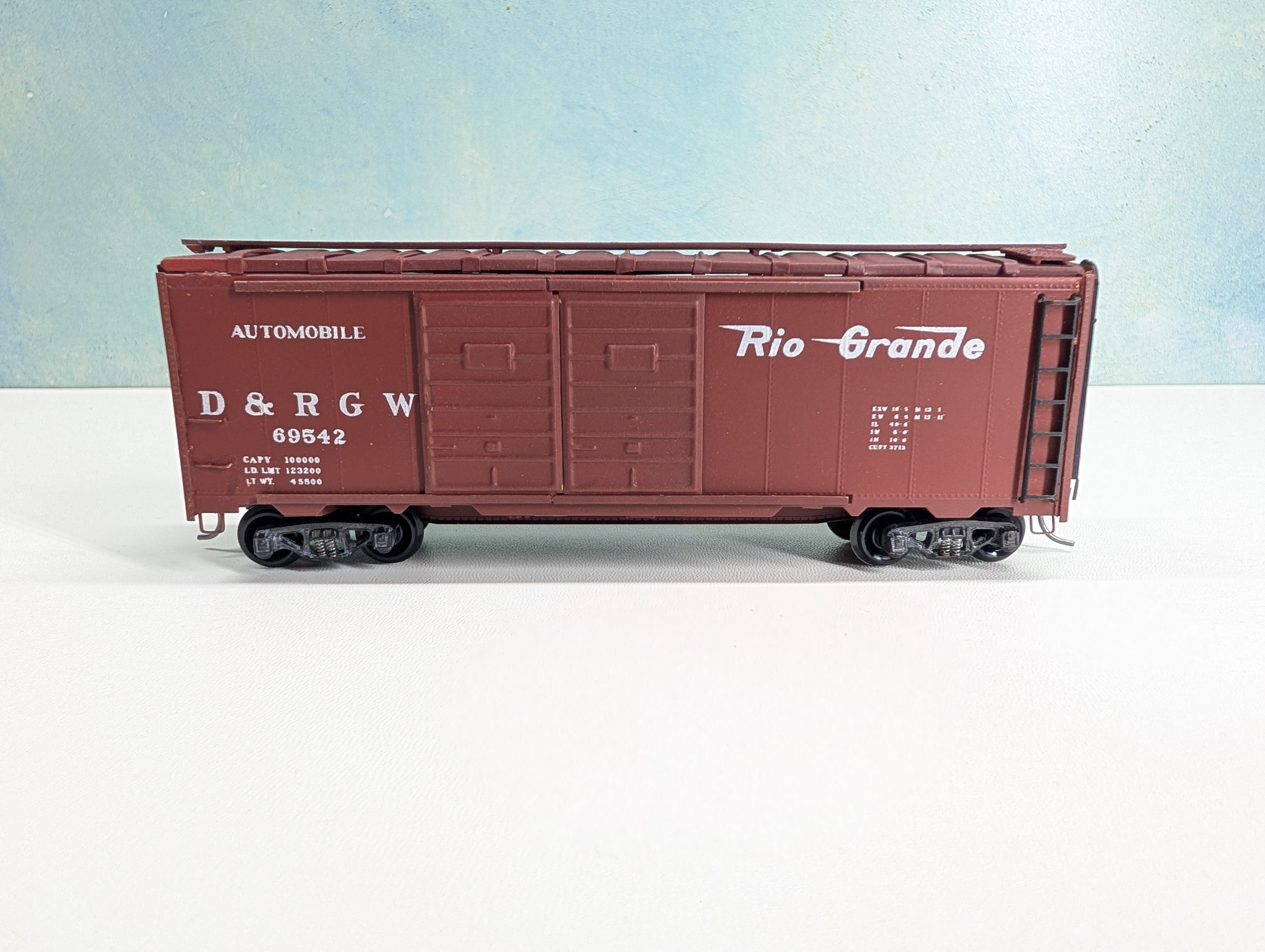 USED HO Scale 40' Box Car (Built Wood/Metal Kit) Rio Grande D&RGW #69542