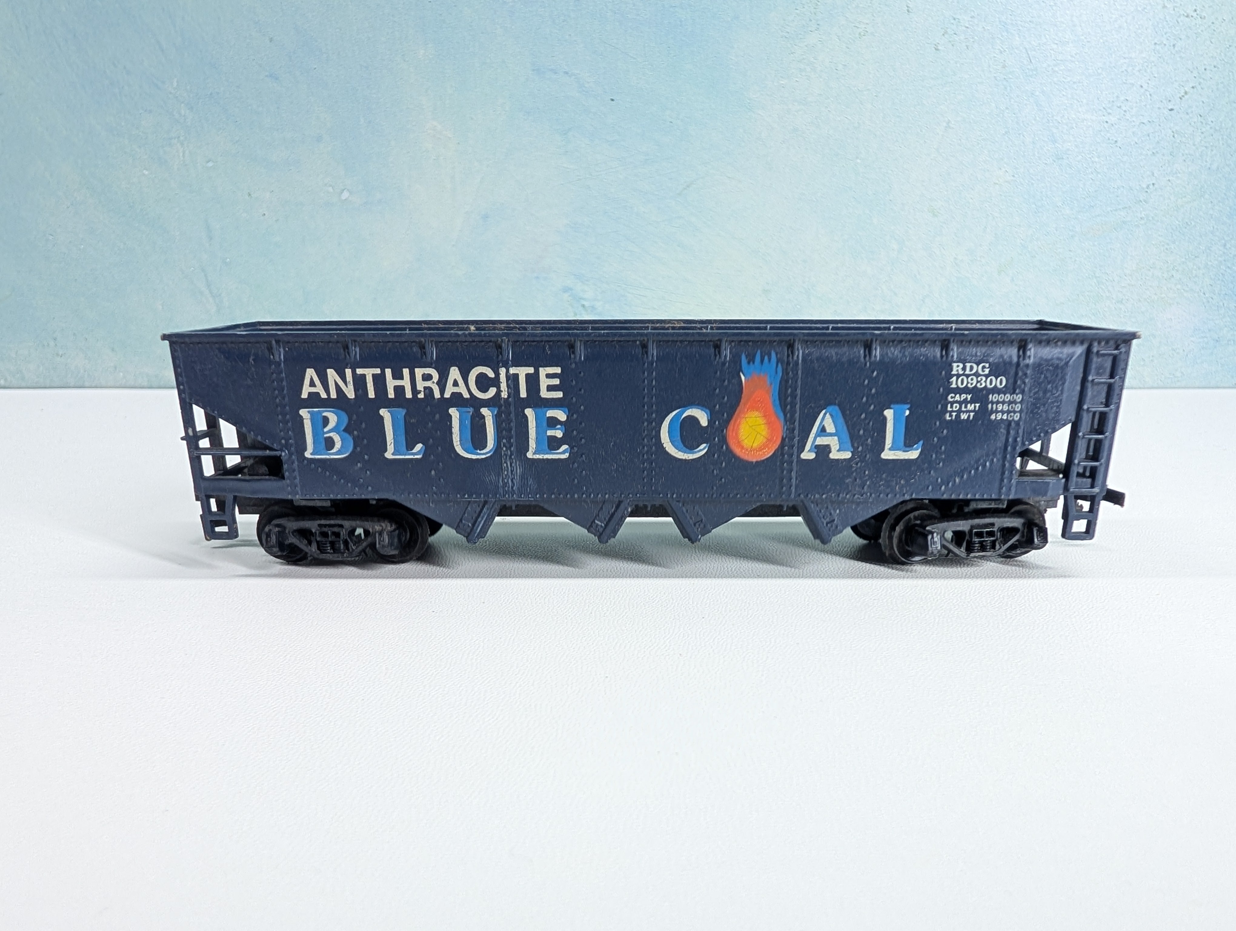USED Tyco HO Scale Quad Hopper Anthracite Blue Coal RDG #109300