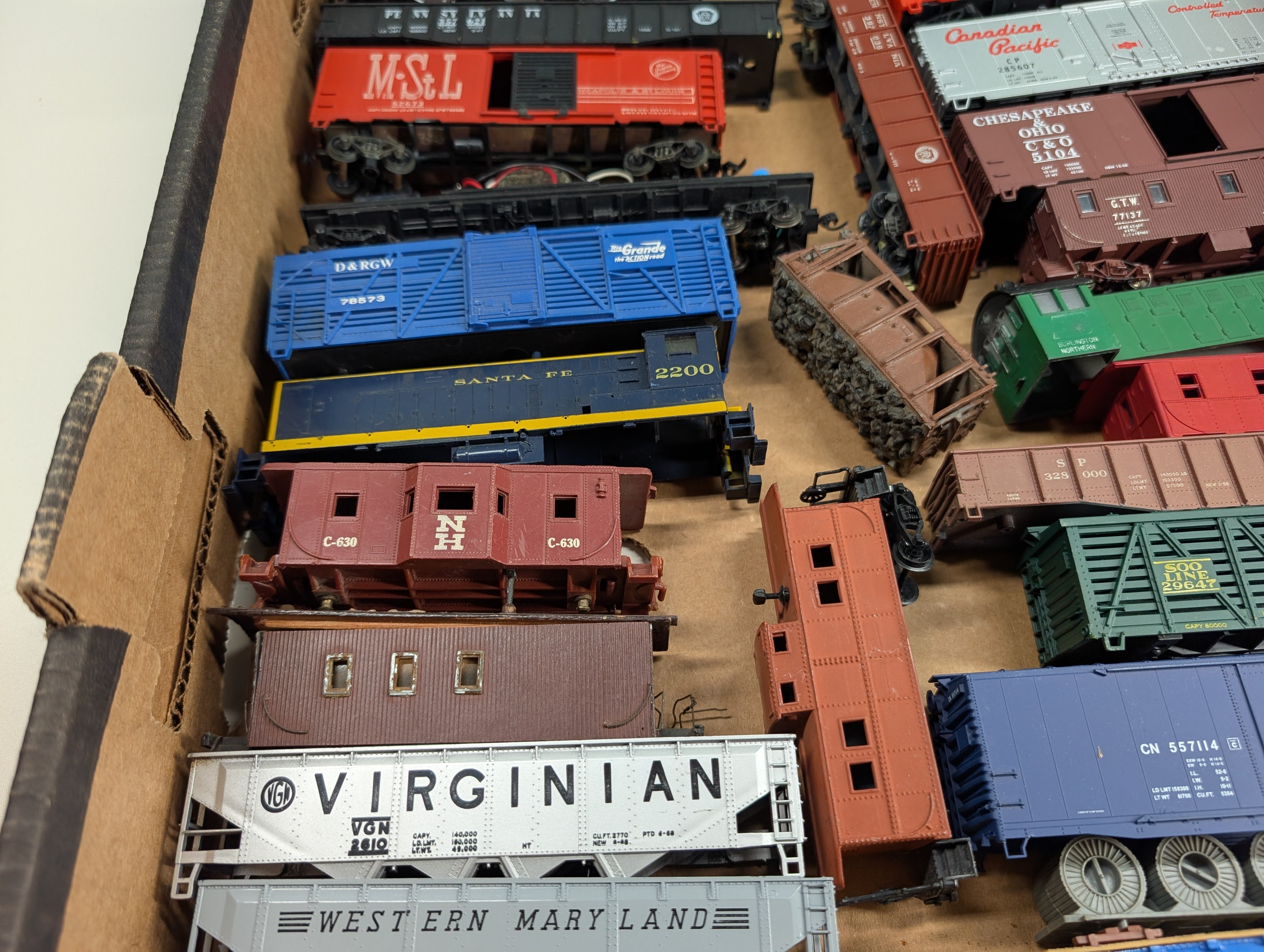 USED HO Scale Lot of Parts/Repairs Hoppers, Box Cars, + More, Junk Lot