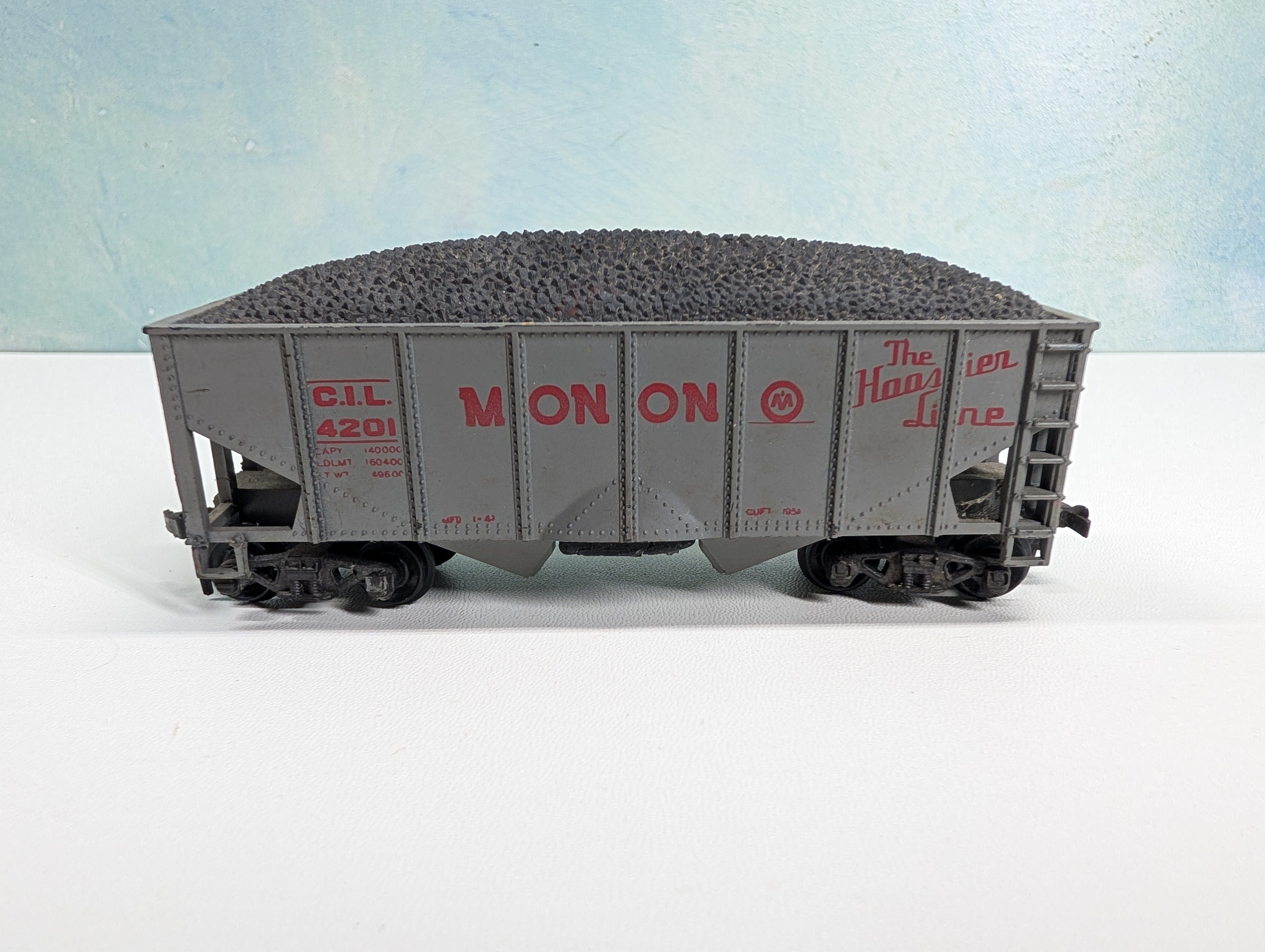 USED Varney HO Scale 2 Bay Hopper w/ Coal Load Monon CIL #4201