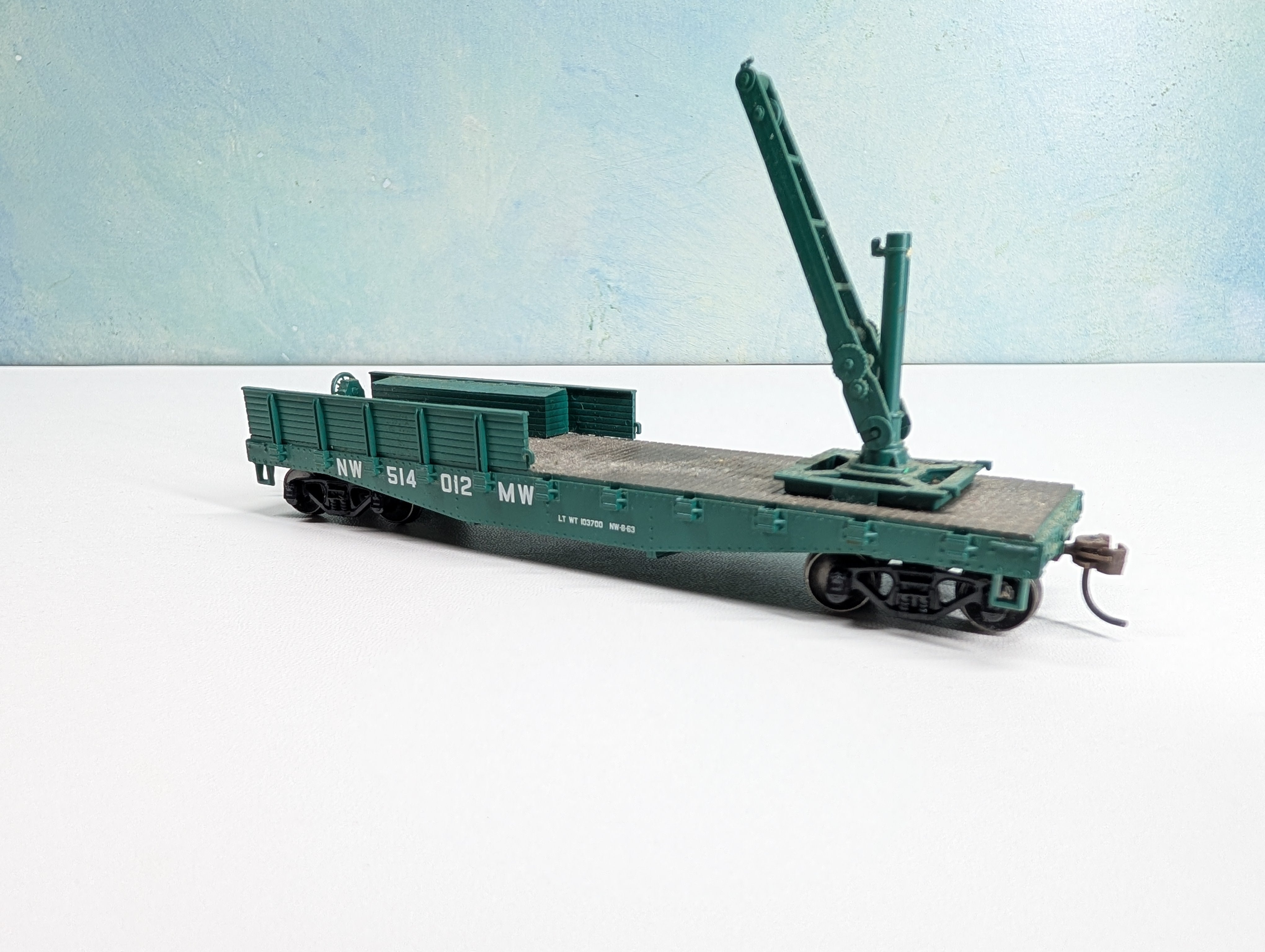 USED Athearn HO Scale 41' Derrick Flat Car Norfolk & Western NW #514012 Metal Wheels