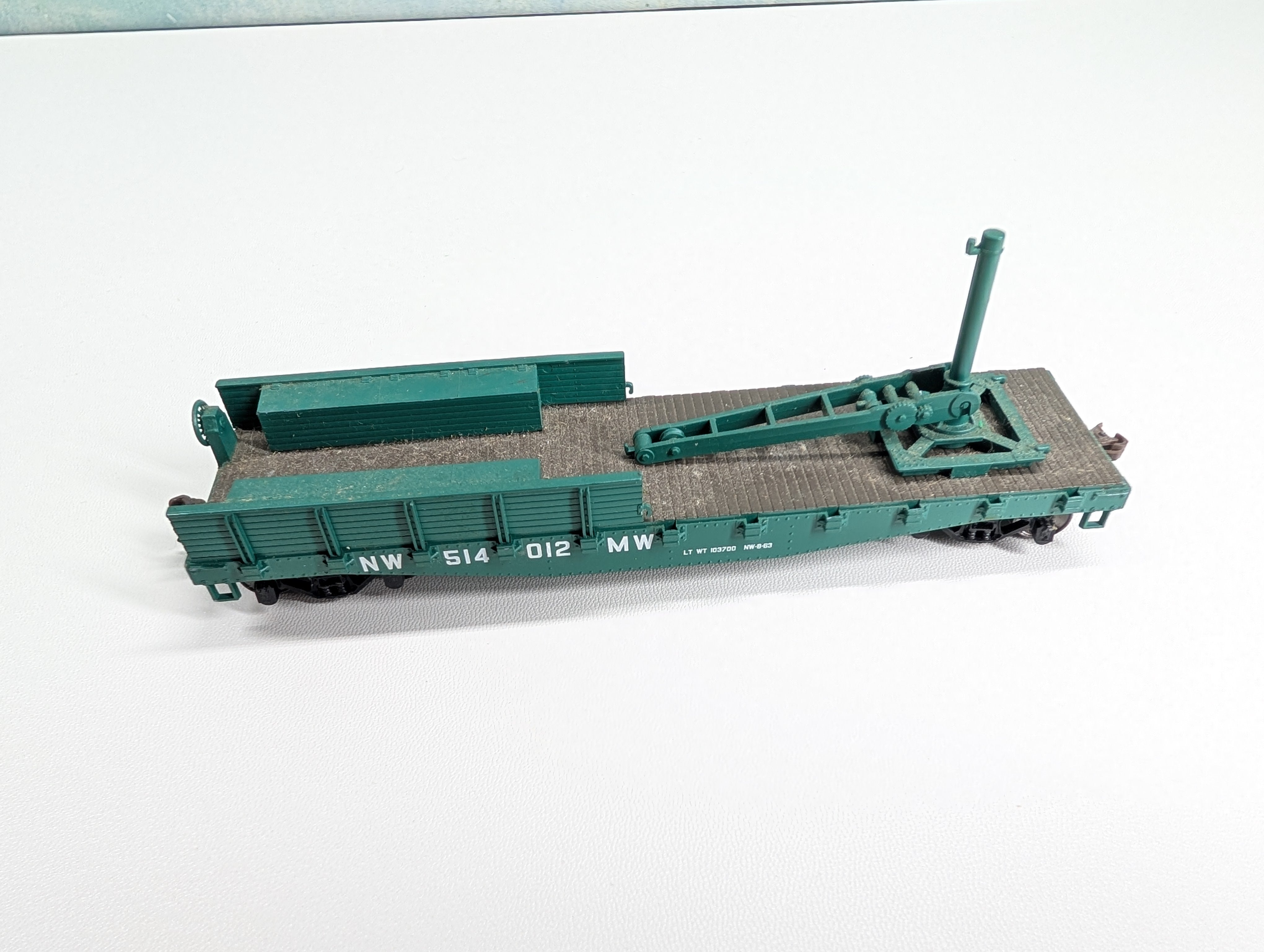 USED Athearn HO Scale 41' Derrick Flat Car Norfolk & Western NW #514012 Metal Wheels