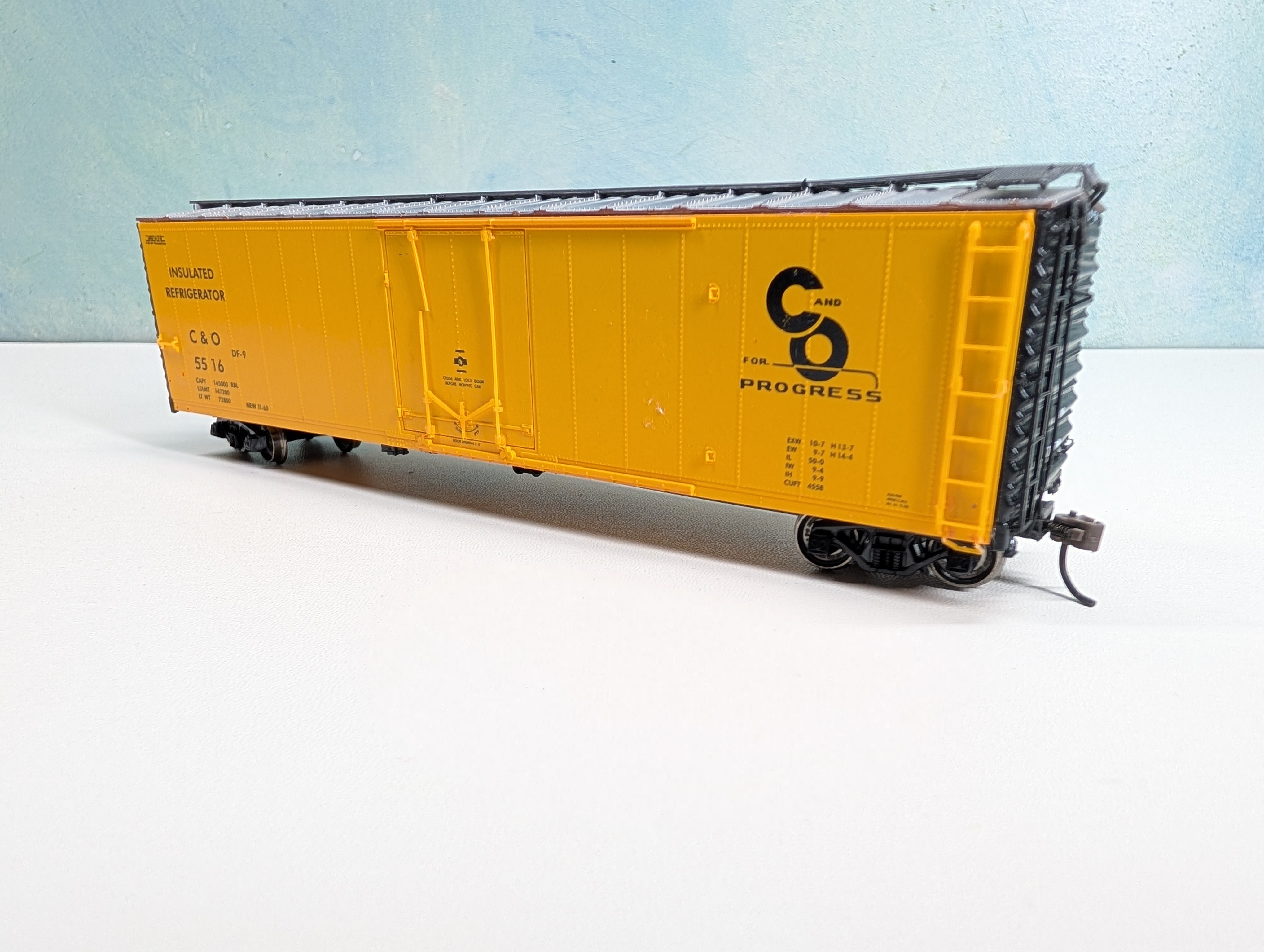 USED Branchline HO Scale 50' PD Box Car Chesapeake and Ohio C&O #5516 Metal Wheels