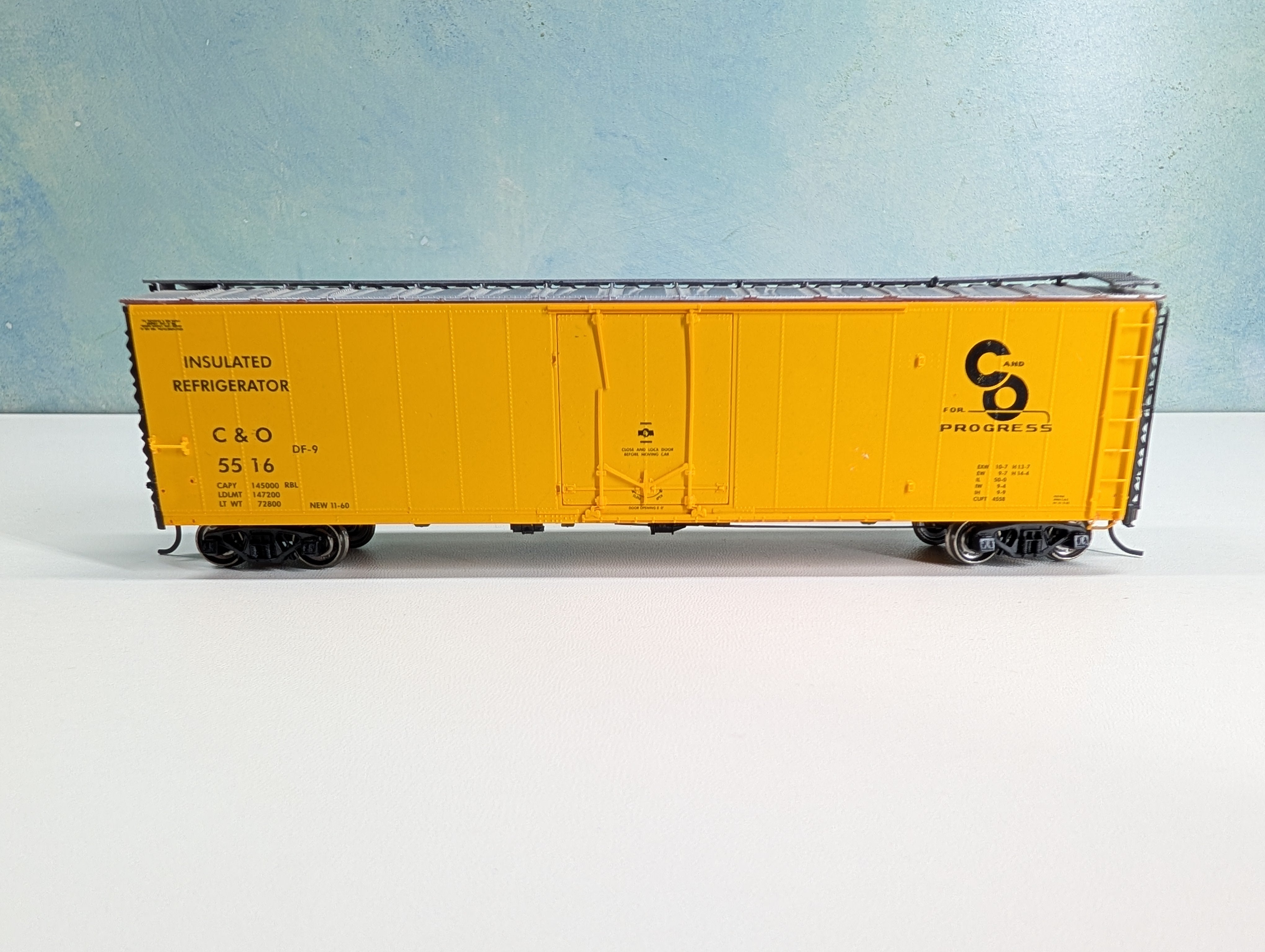 USED Branchline HO Scale 50' PD Box Car Chesapeake and Ohio C&O #5516 Metal Wheels