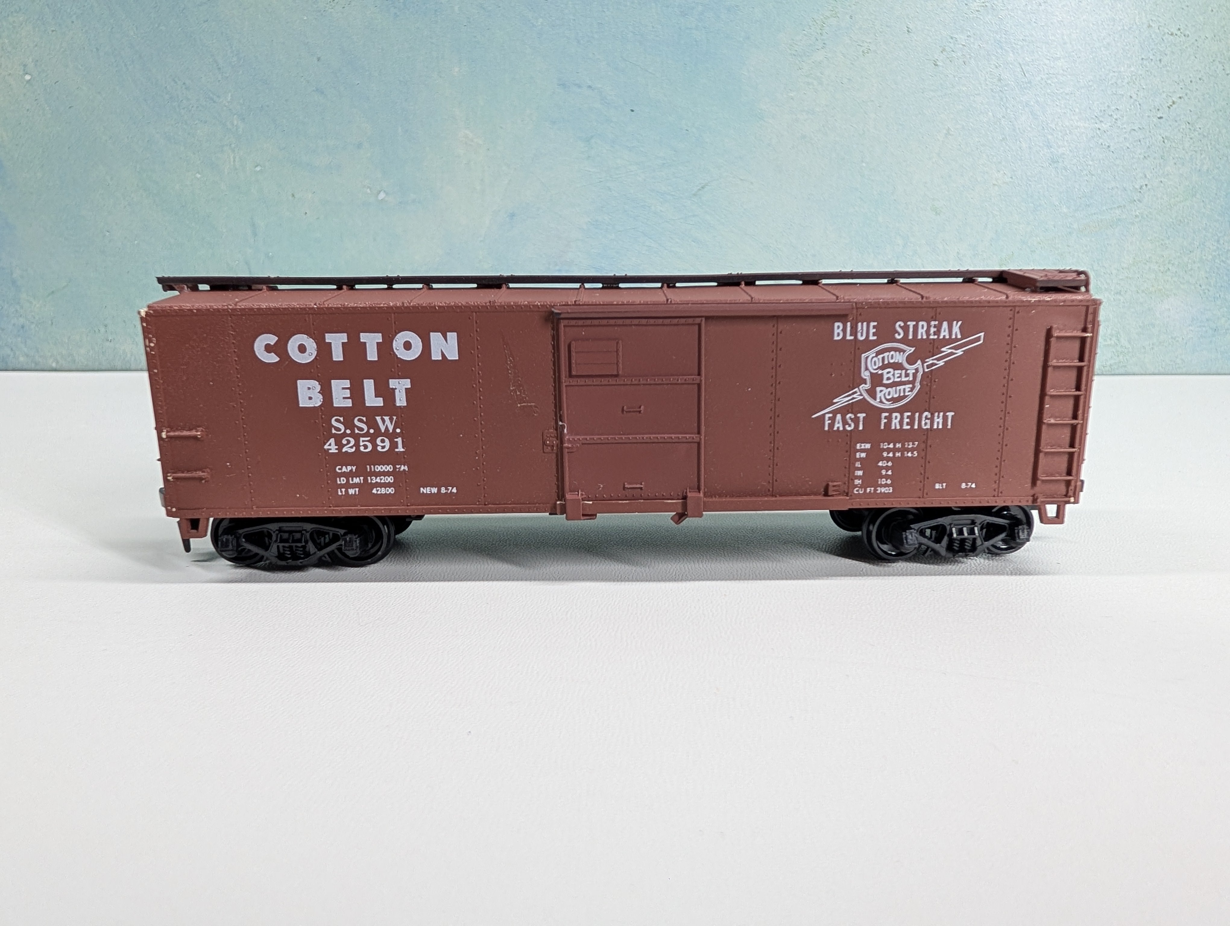 USED TRAIN MINIATURE HO Scale 40' Box Car Cotton Belt SSW #42591