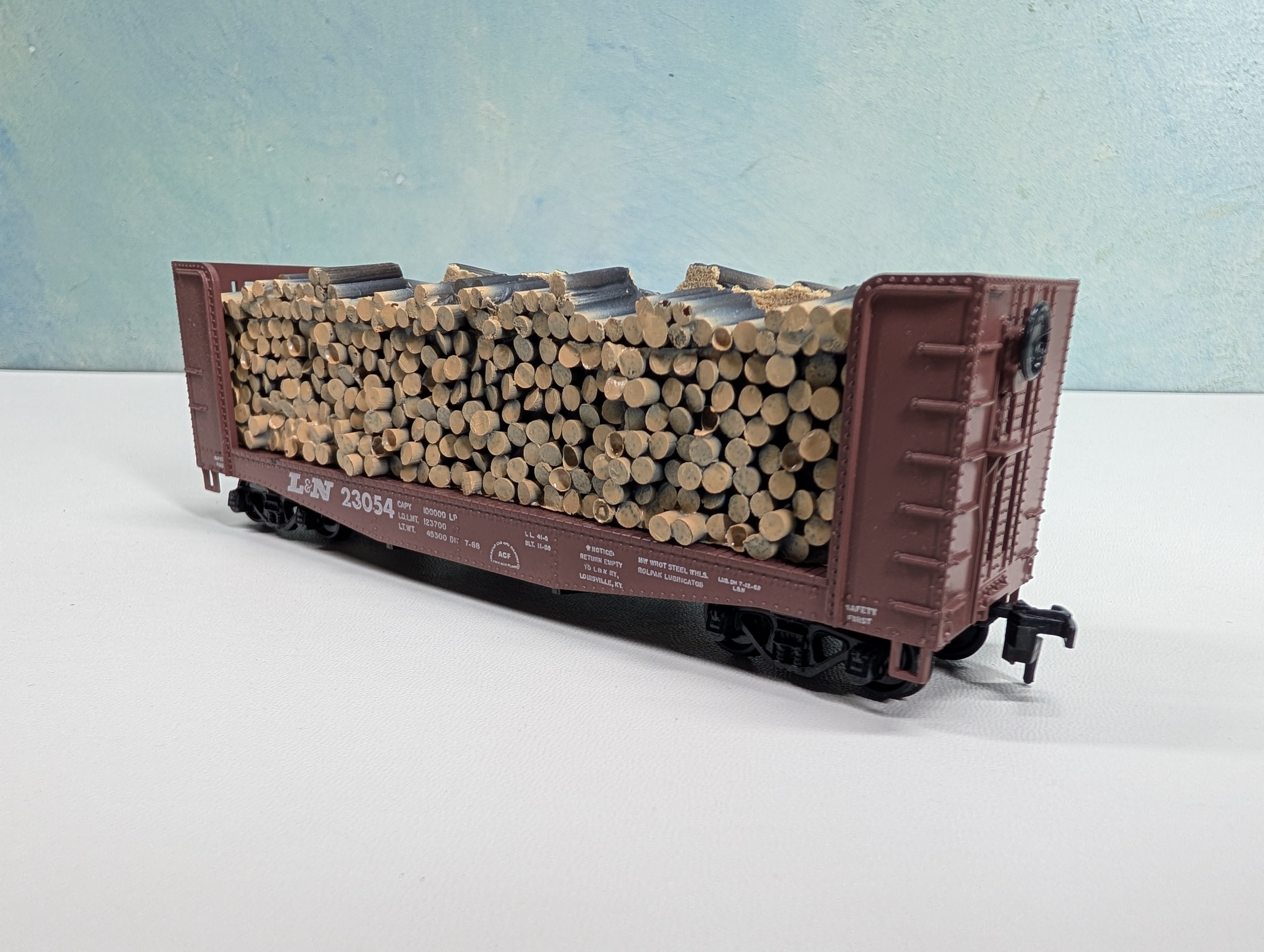 USED Athearn HO Scale 40' Pulpwood Bulkhead Flat Car Louisville & Nashville L&N #23054