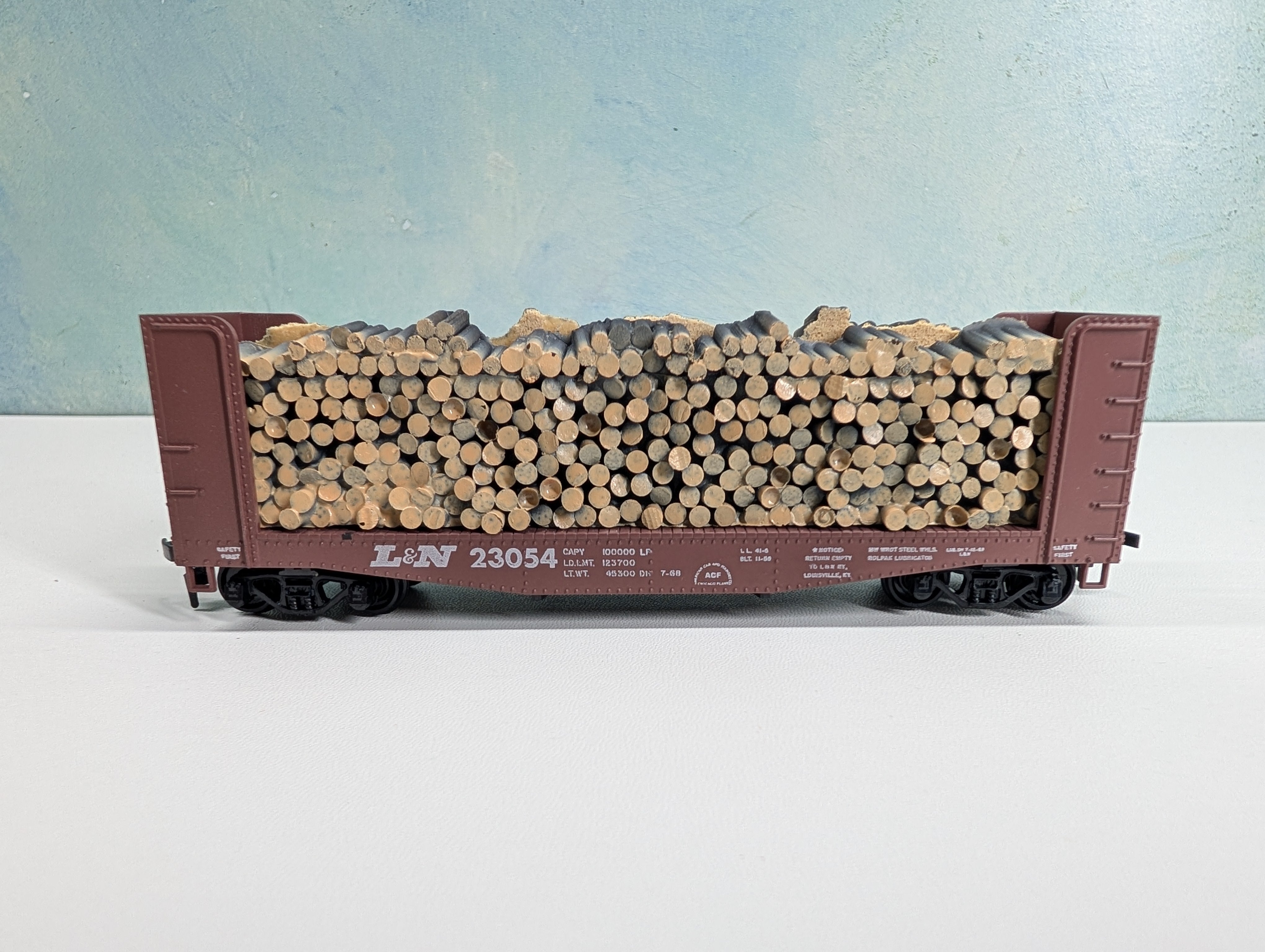 USED Athearn HO Scale 40' Pulpwood Bulkhead Flat Car Louisville & Nashville L&N #23054
