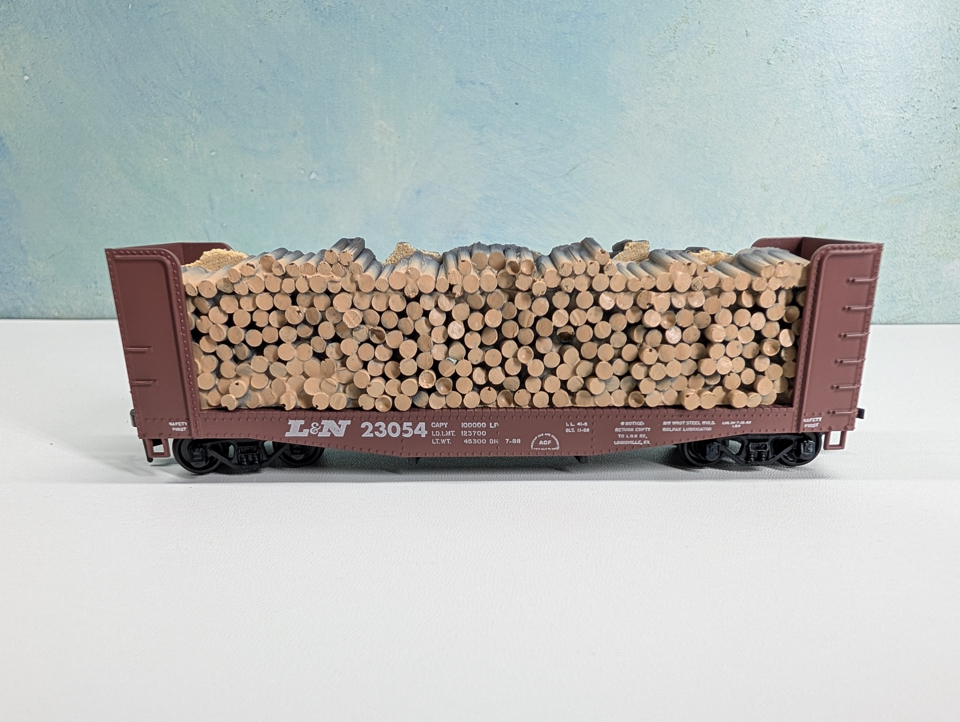 USED Athearn HO Scale 40' Pulpwood Bulkhead Flat Car Louisville & Nashville L&N #23054