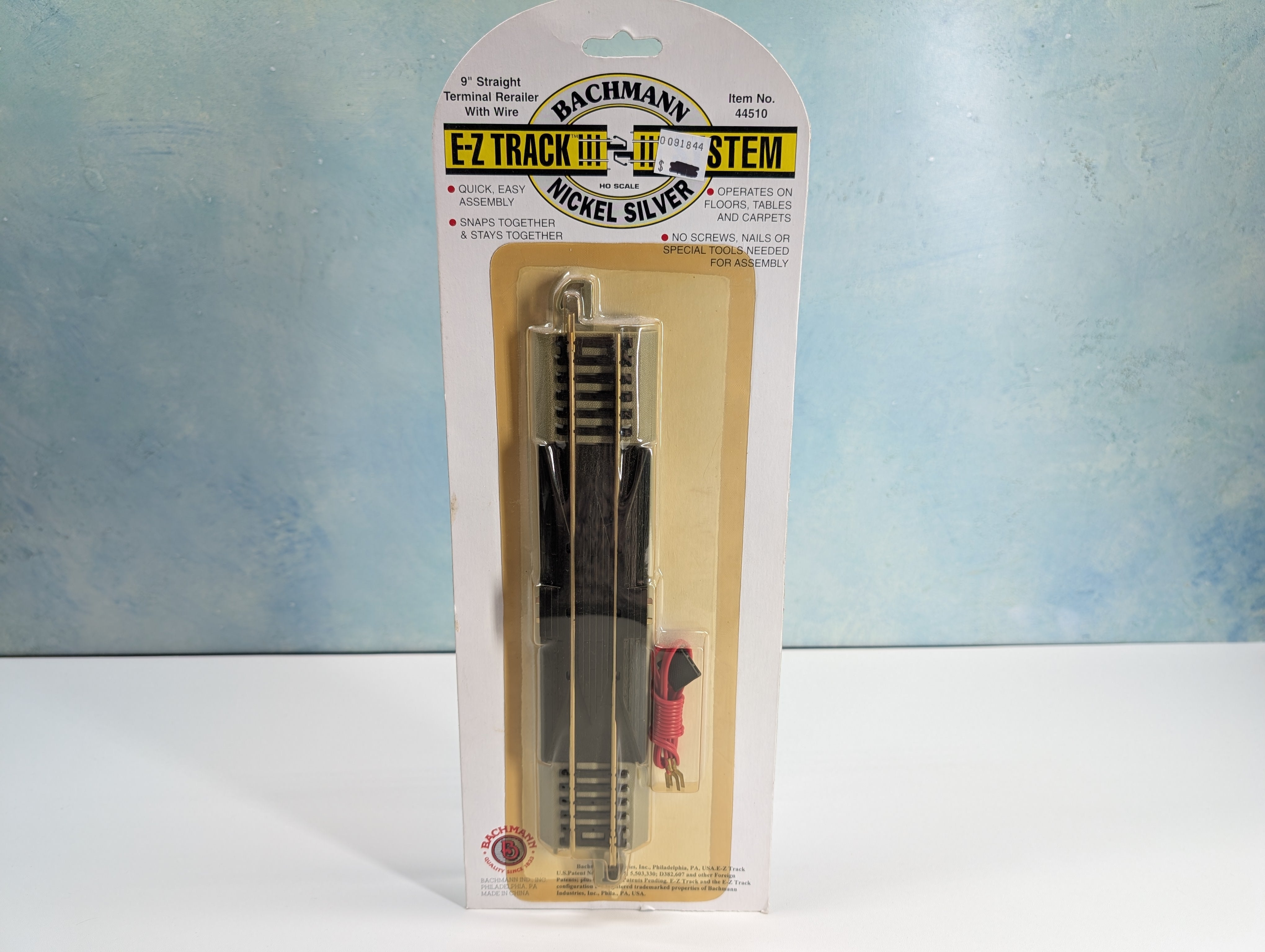 Bachmann 44510 HO Scale 9" Straight Terminal Rerailer with Wire, Nickel Silver E-Z Track Gray Roadbed