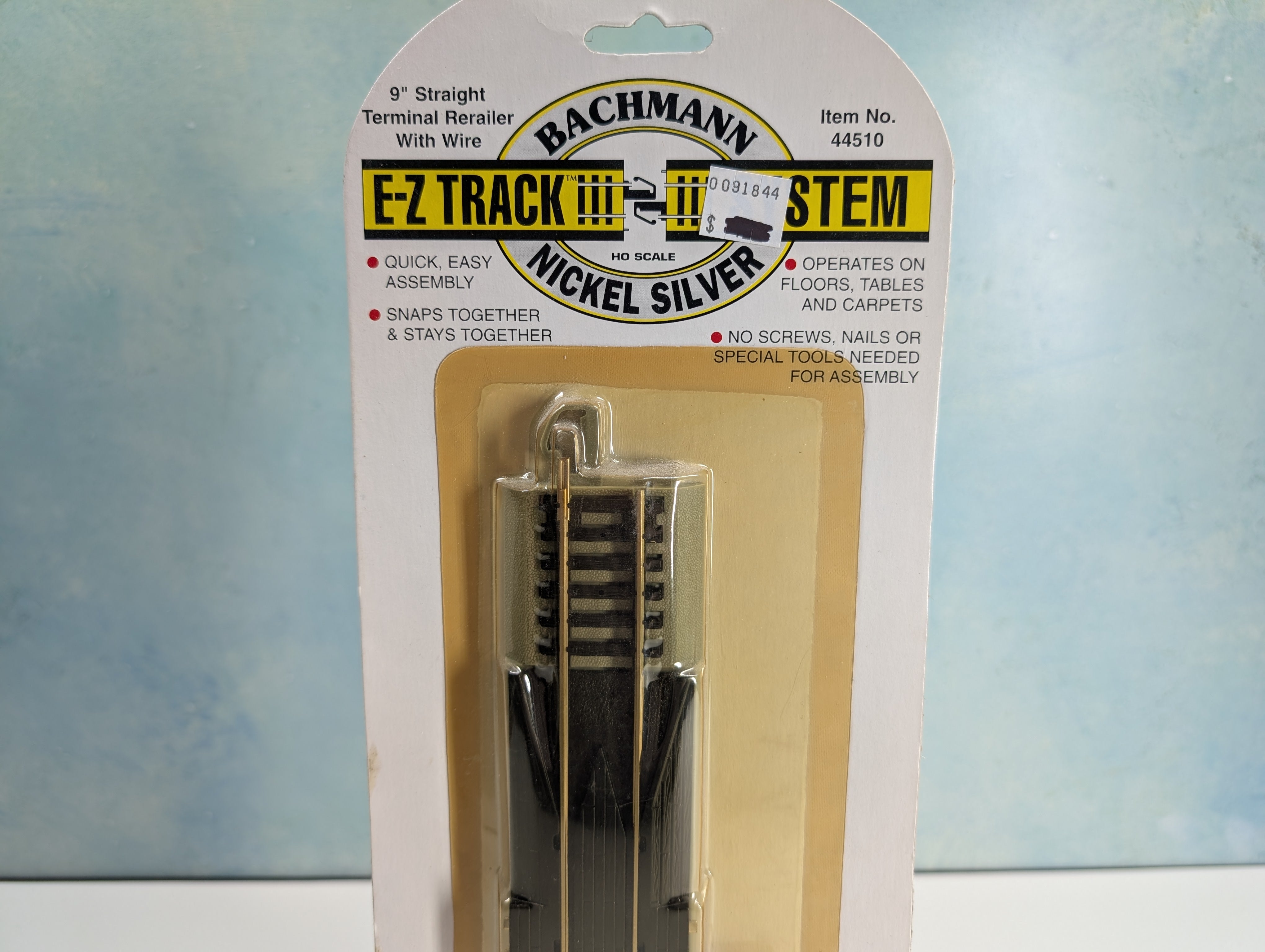 Bachmann 44510 HO Scale 9" Straight Terminal Rerailer with Wire, Nickel Silver E-Z Track Gray Roadbed