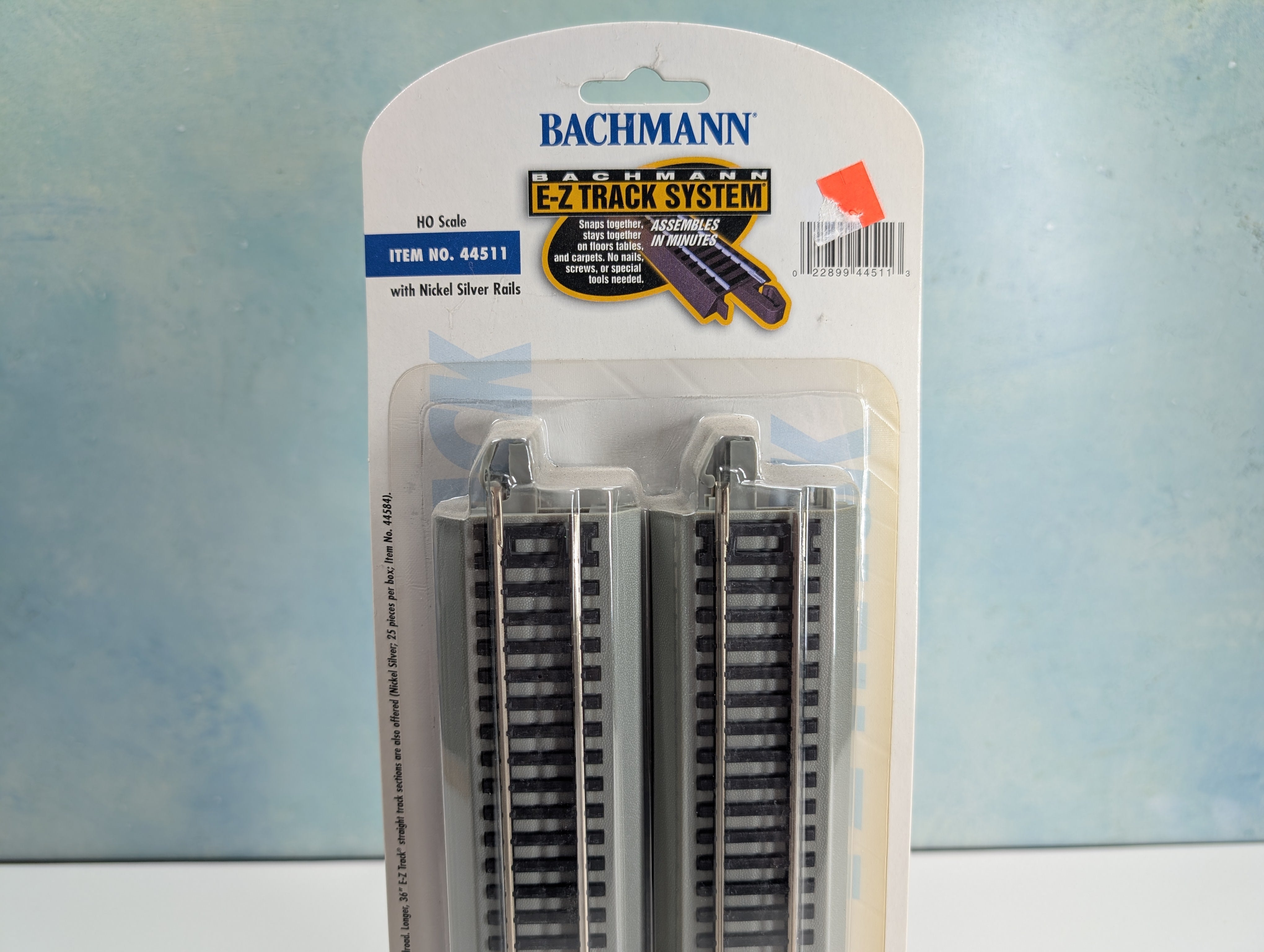Bachmann 44511 HO Scale 9" Straight Track, Nickel Silver E-Z Track, Gray Roadbed (4 pcs)