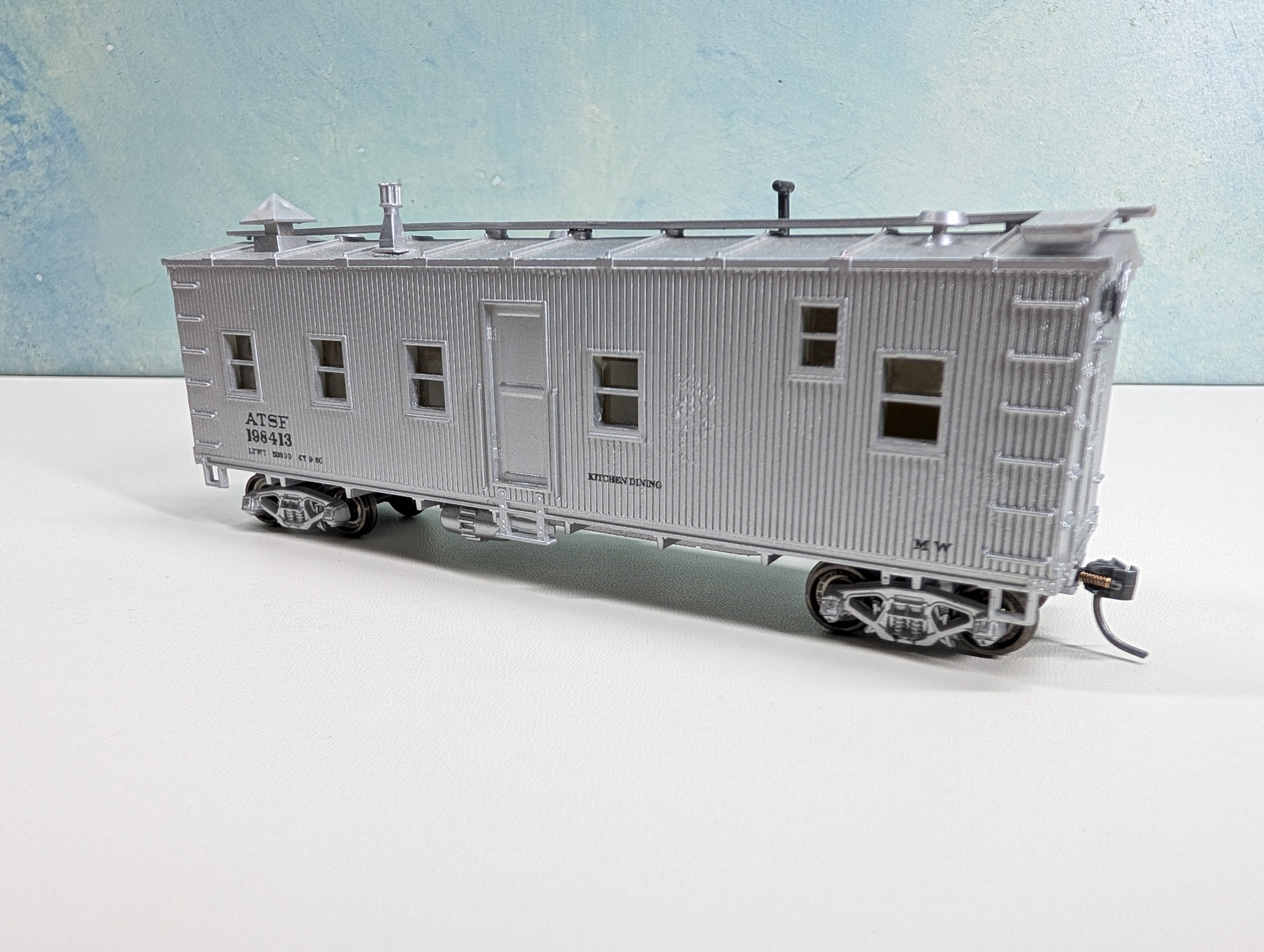 USED HO Scale Maintenance Car, Kitchen Dining Santa Fe ATSF #198413 Metal Wheels