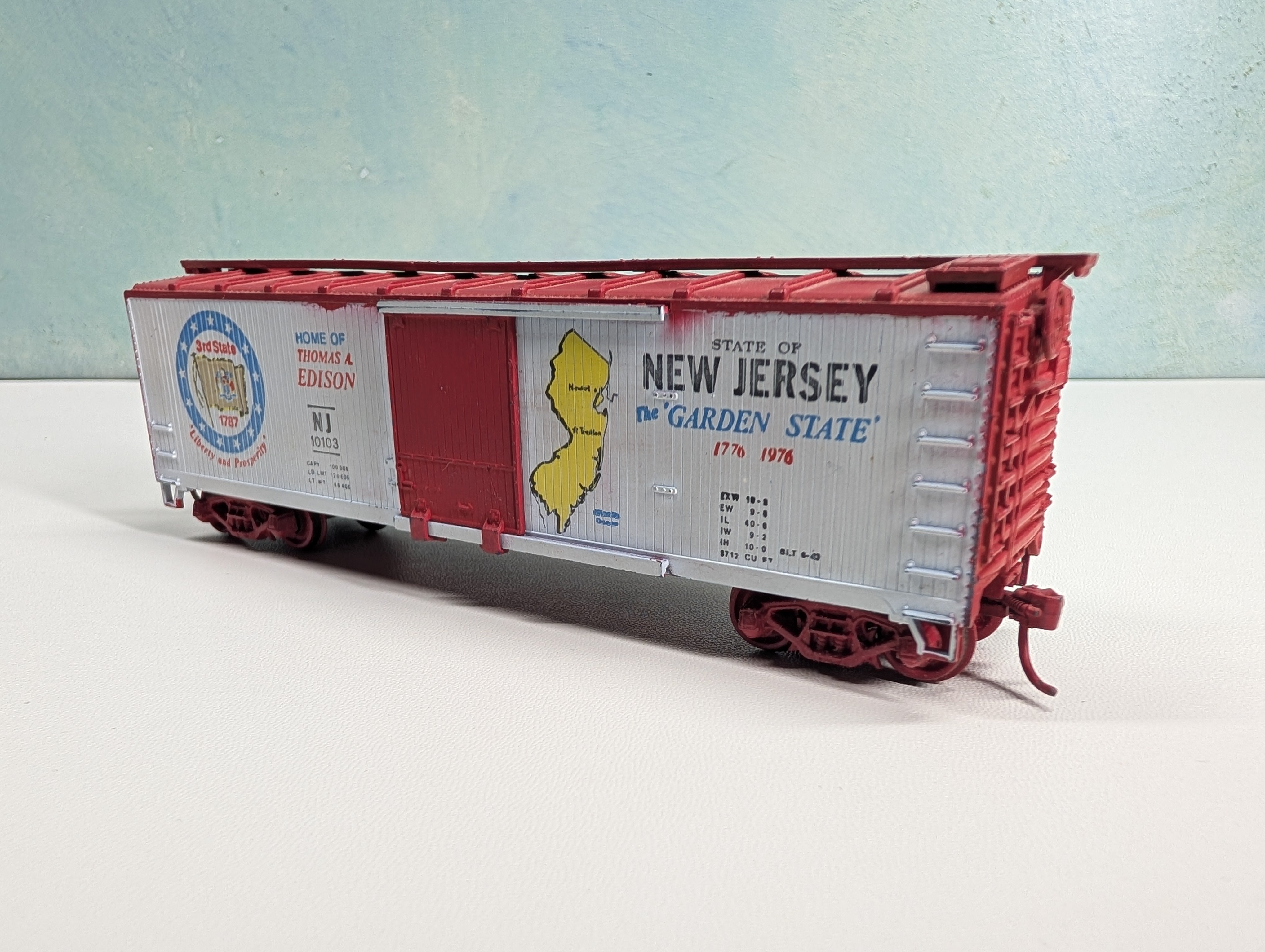 USED TRAIN MINIATURE HO Scale State Box Car New Jersey NJ #10103