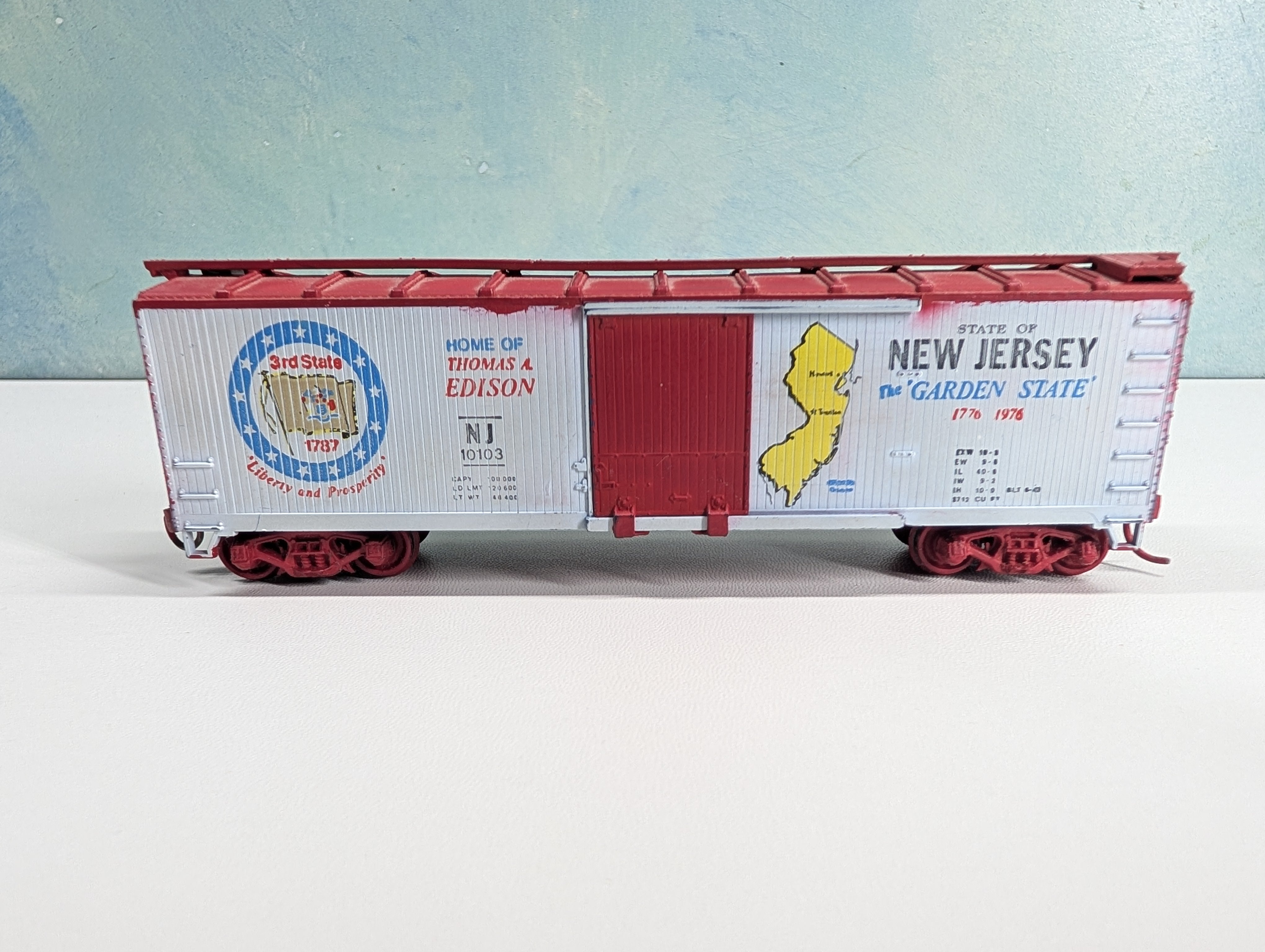 USED TRAIN MINIATURE HO Scale State Box Car New Jersey NJ #10103