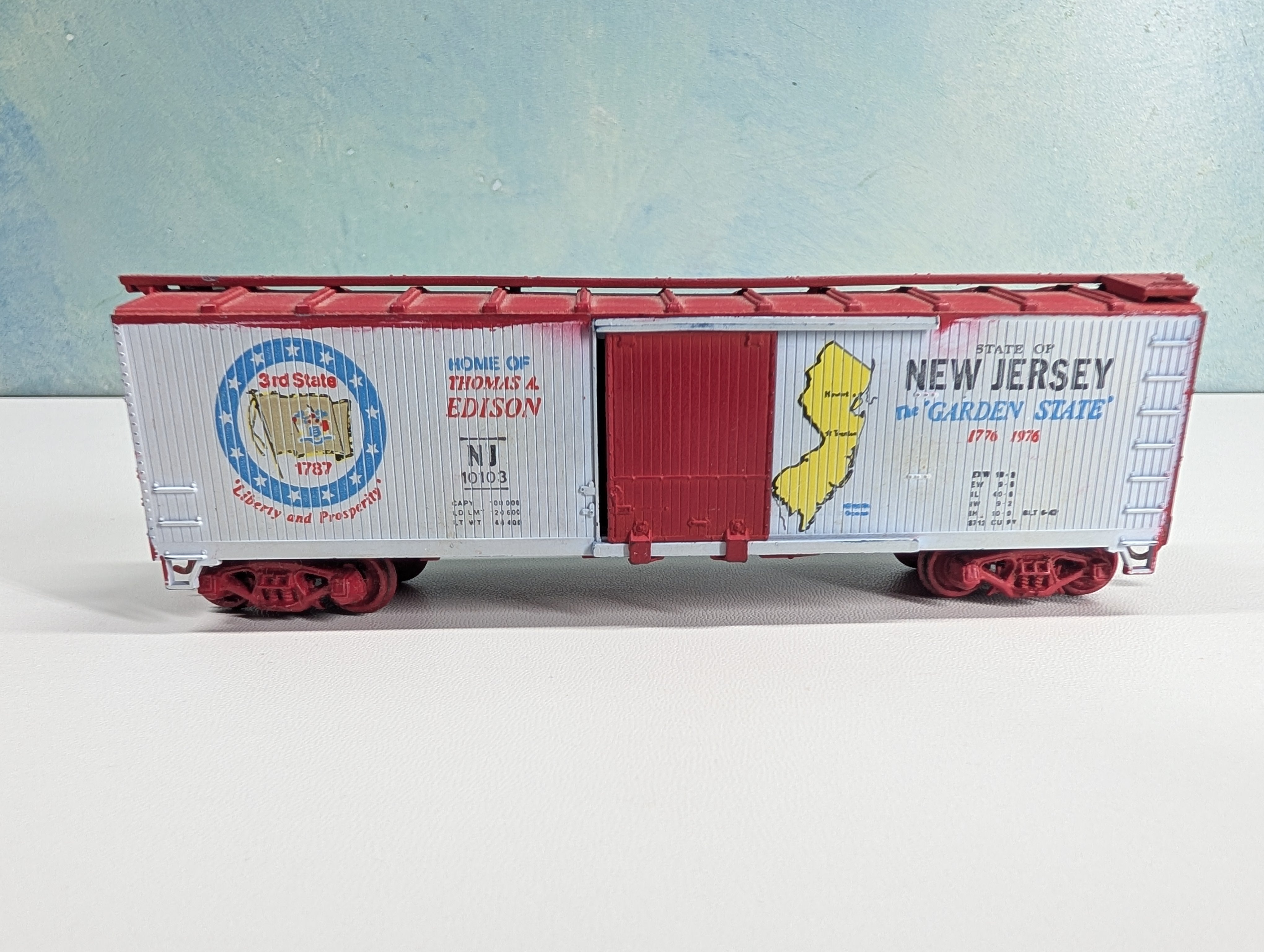 USED TRAIN MINIATURE HO Scale State Box Car New Jersey NJ #10103