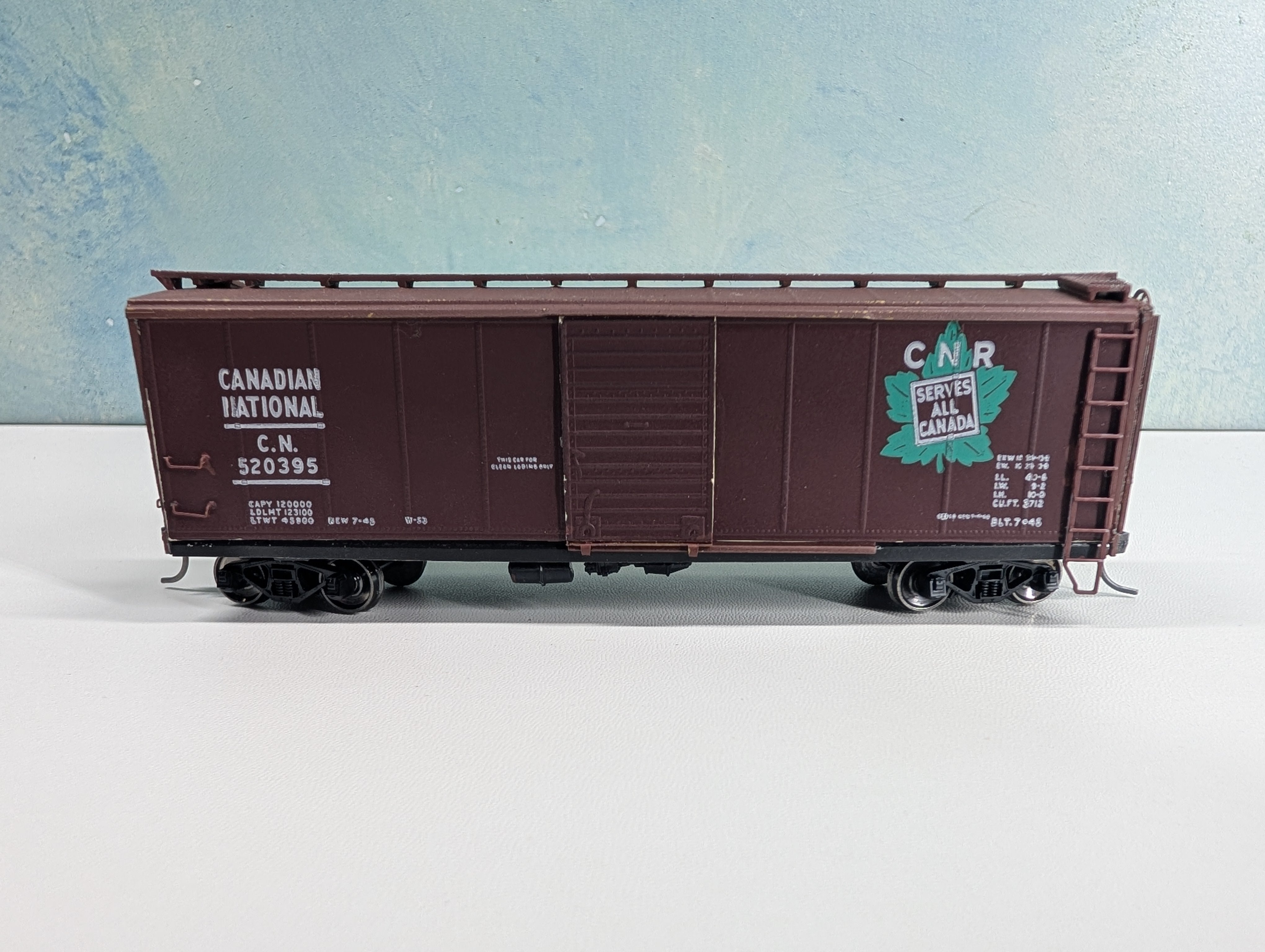 USED Mantua HO Scale 40' Box Car, Vintage Canadian National CN #520395 Metal Wheels