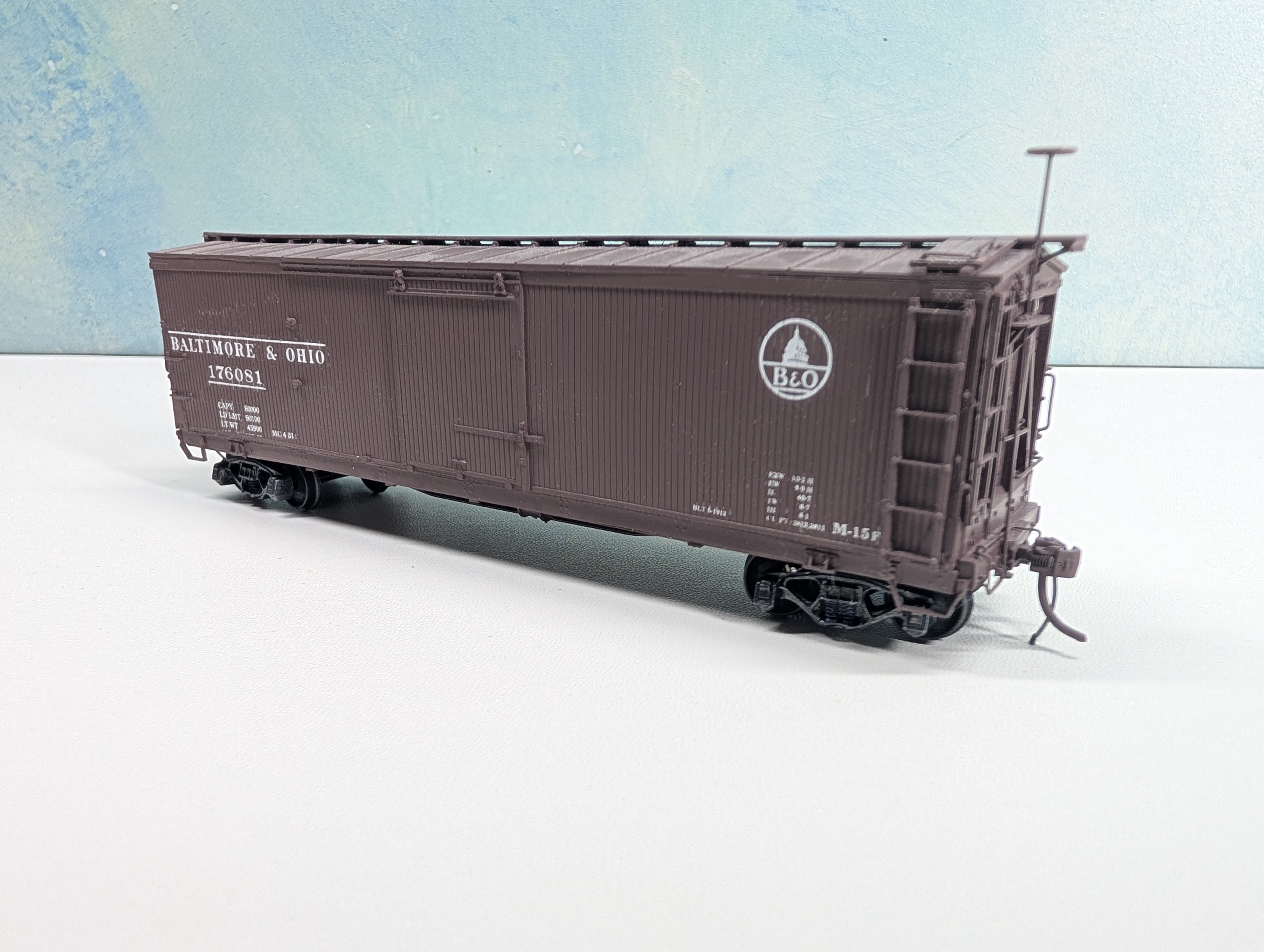 USED HO Scale Wood Built Box Car Baltimore and Ohio B&O #176081 Metal Wheels