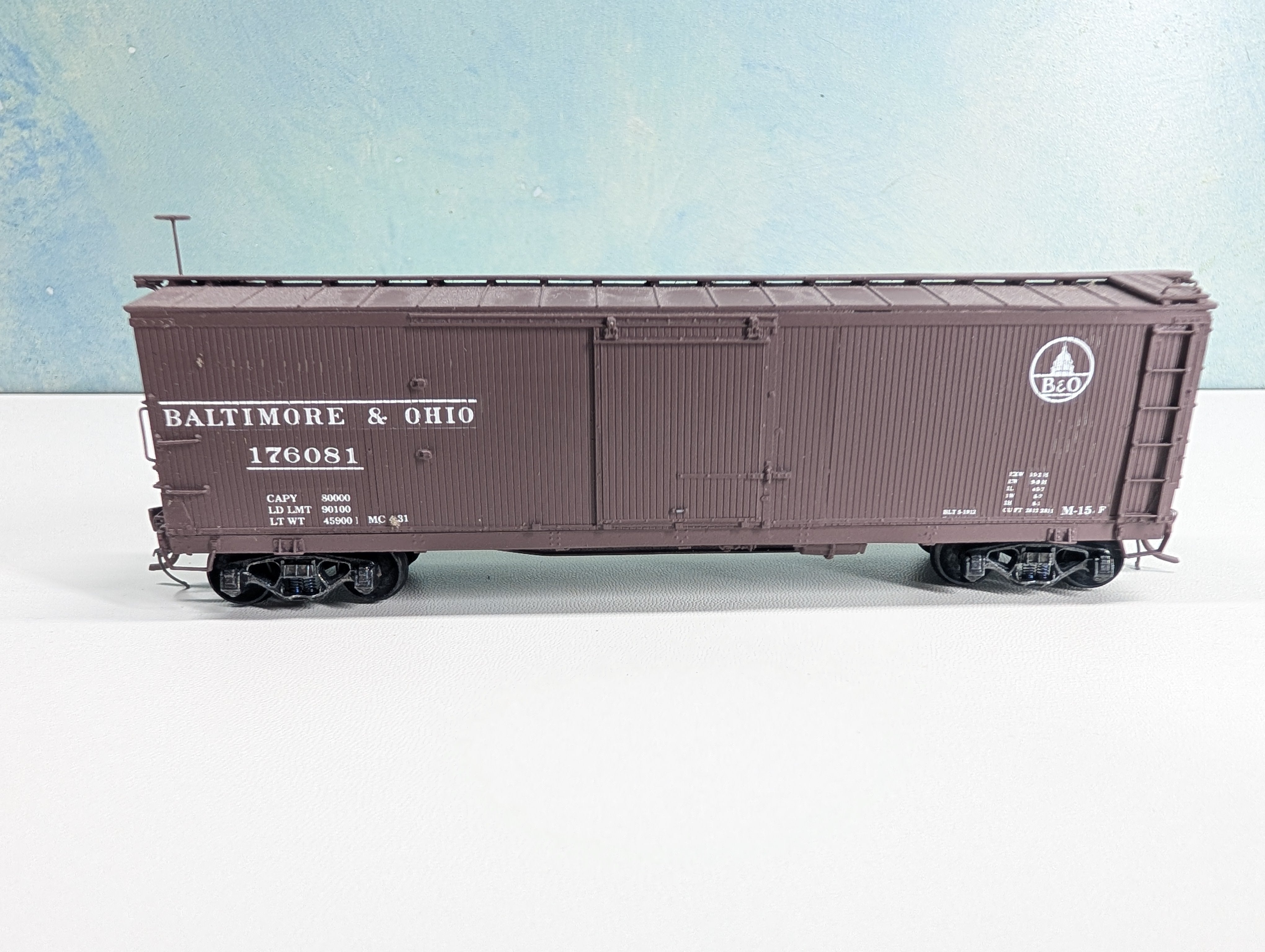 USED HO Scale Wood Built Box Car Baltimore and Ohio B&O #176081 Metal Wheels