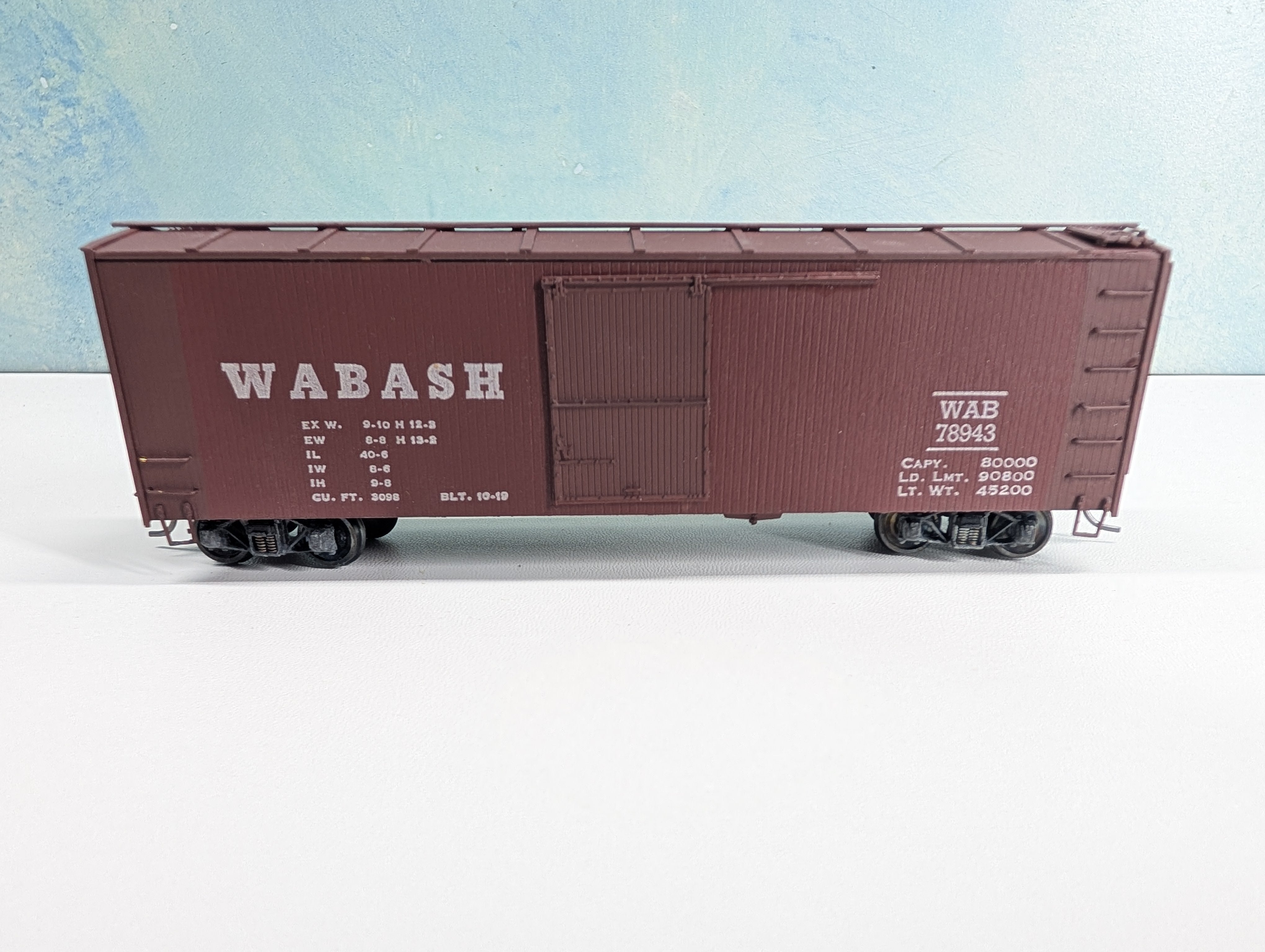 USED HO Scale Wood Built Box Car Wabash WAB #78943 Metal Wheels