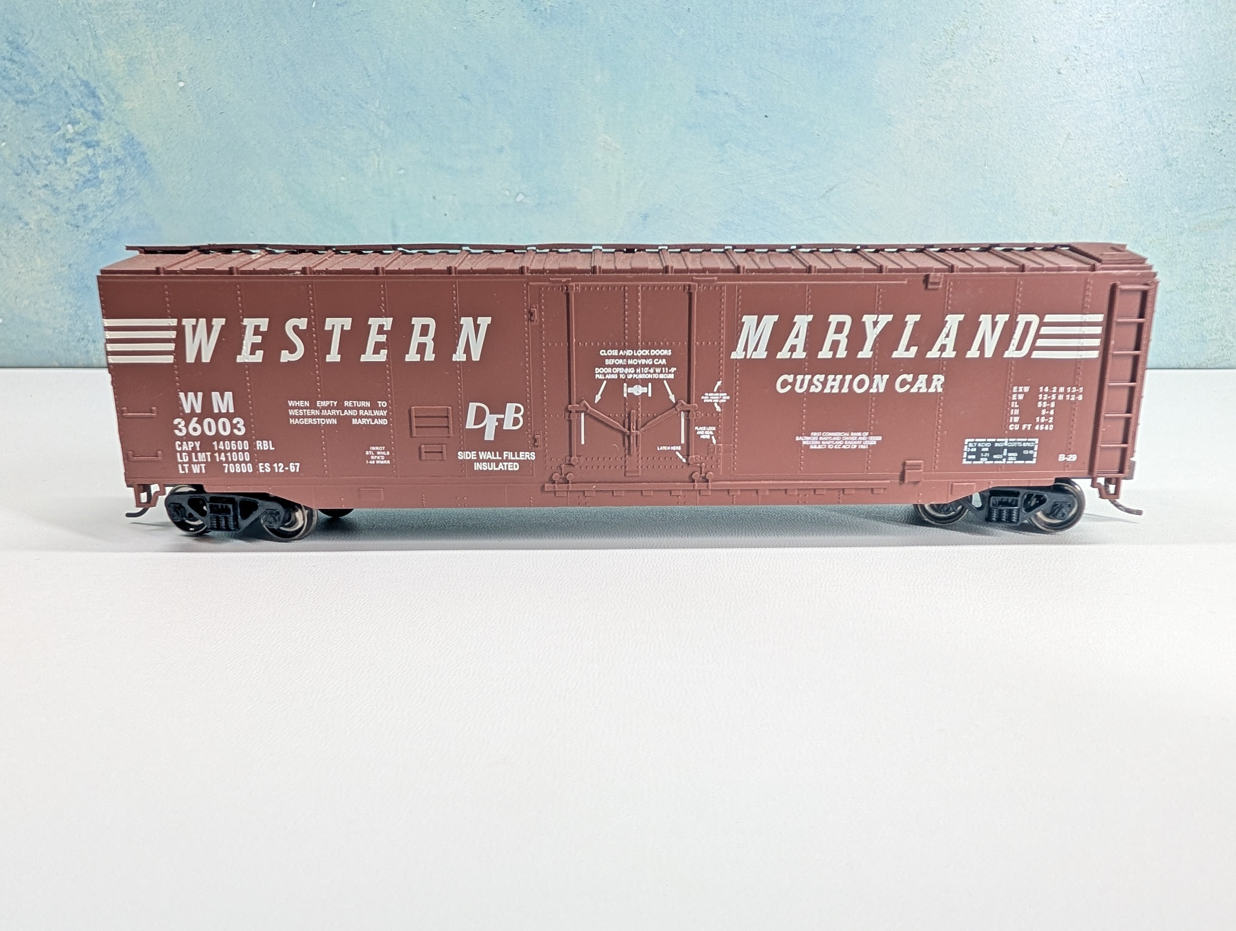 USED Bachmann HO Scale 50' Box Car Western Maryland WM #36003 Metal Wheels