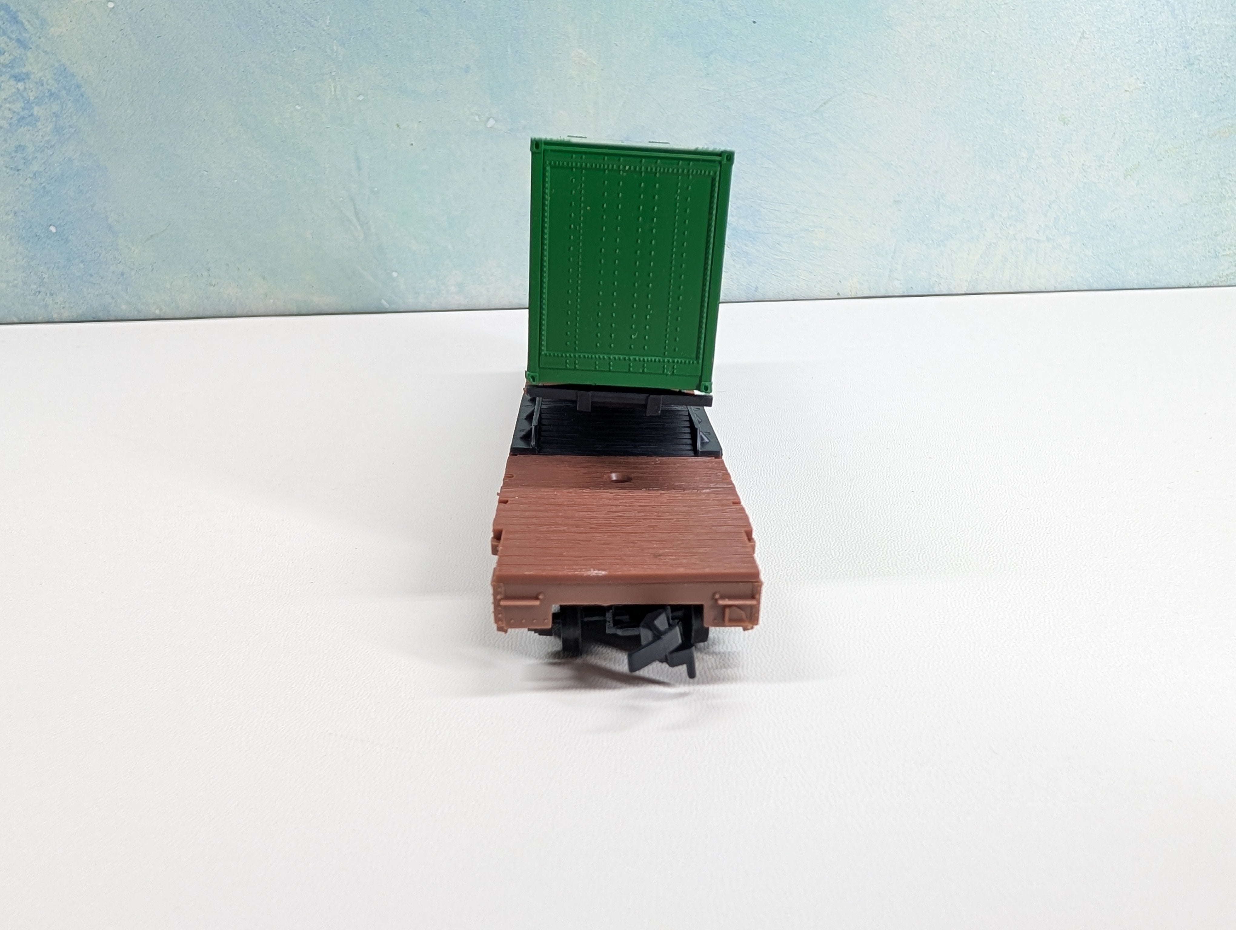 USED Model Power HO Scale 54' Flat Car w/ Trailer Burlington Northern BN #6812