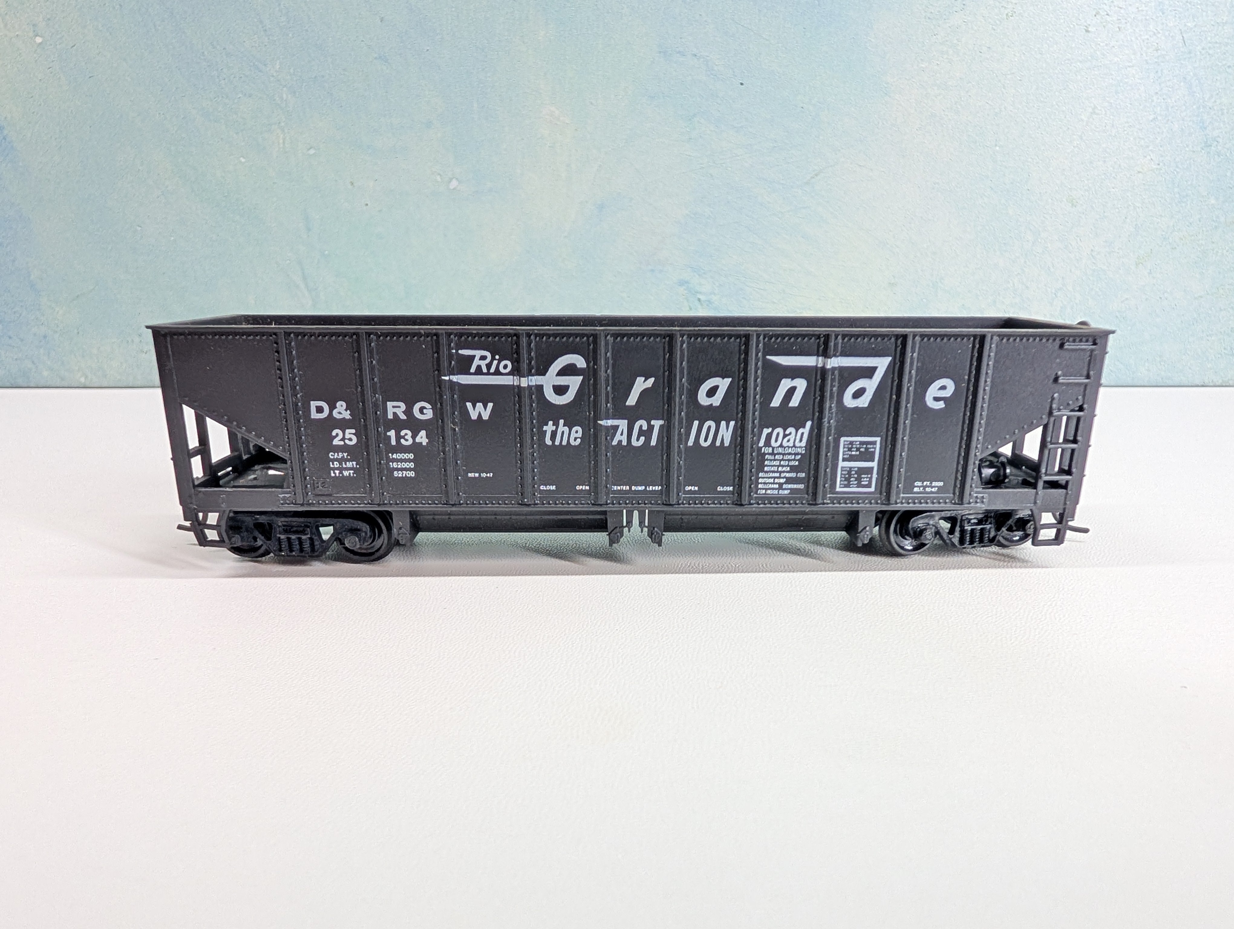 USED Roundhouse 1564 HO Scale Ballast Car Rib-Side Rio Grande D&RGW #25134
