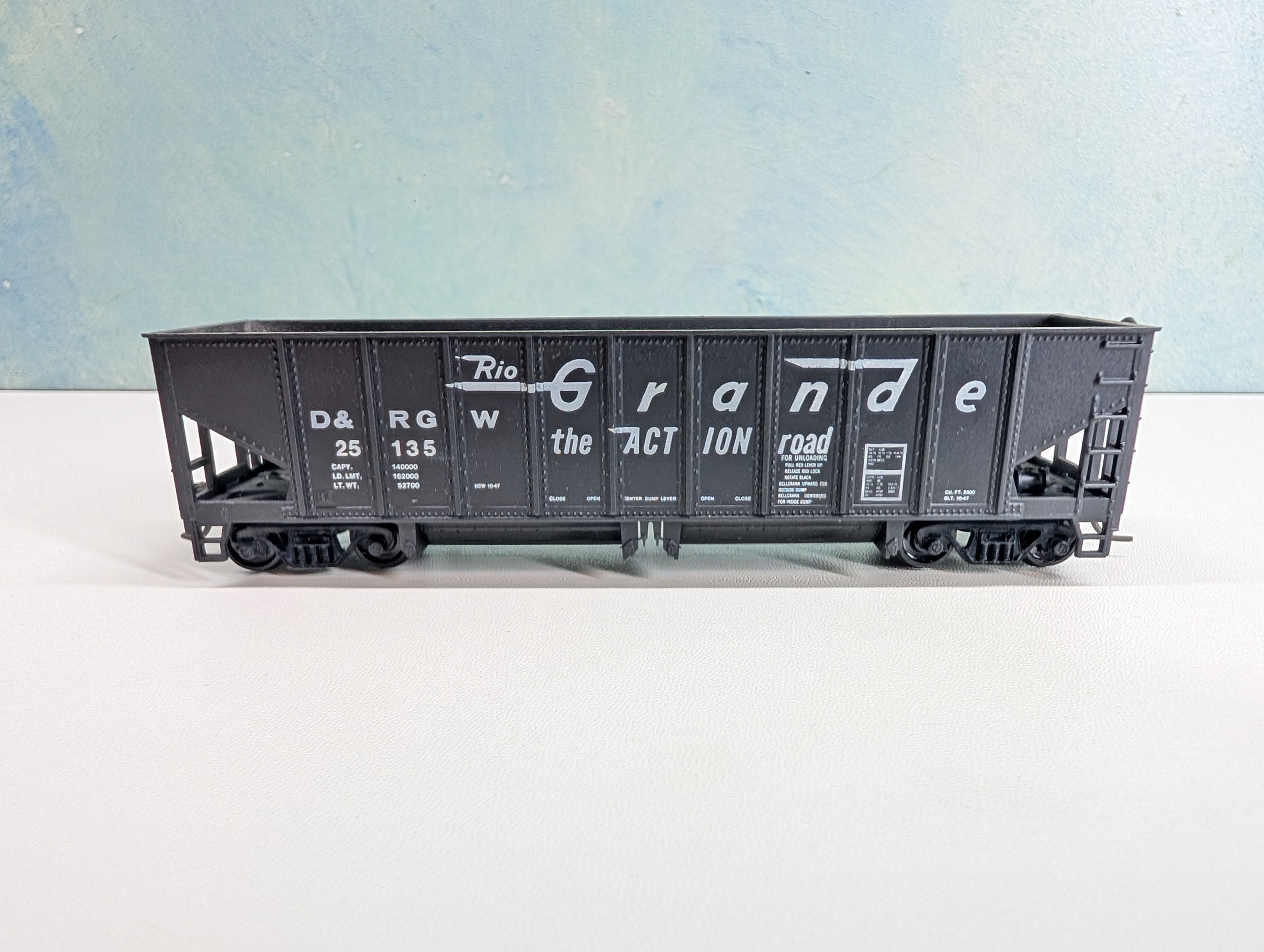 USED Roundhouse 1564 HO Scale Ballast Car Rib-Side Rio Grande D&RGW #25135
