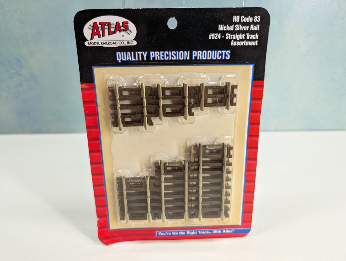 Atlas 524 HO Scale Straight Track Assortment Nickel Silver Code 83 Track (12 pcs)