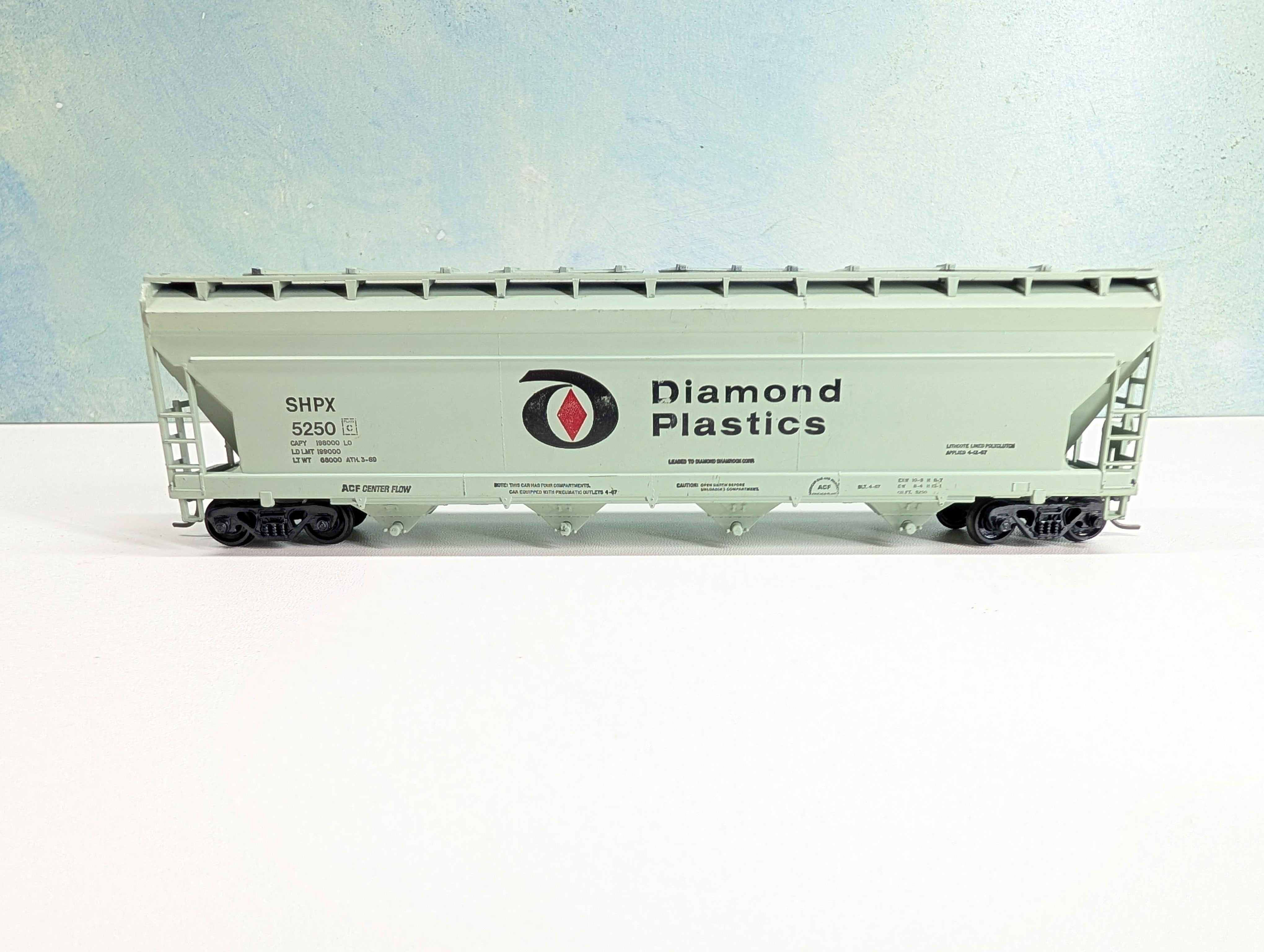USED Athearn 1913 HO Scale ACF Center Flow Hopper Diamond Plastics SHPX #5250