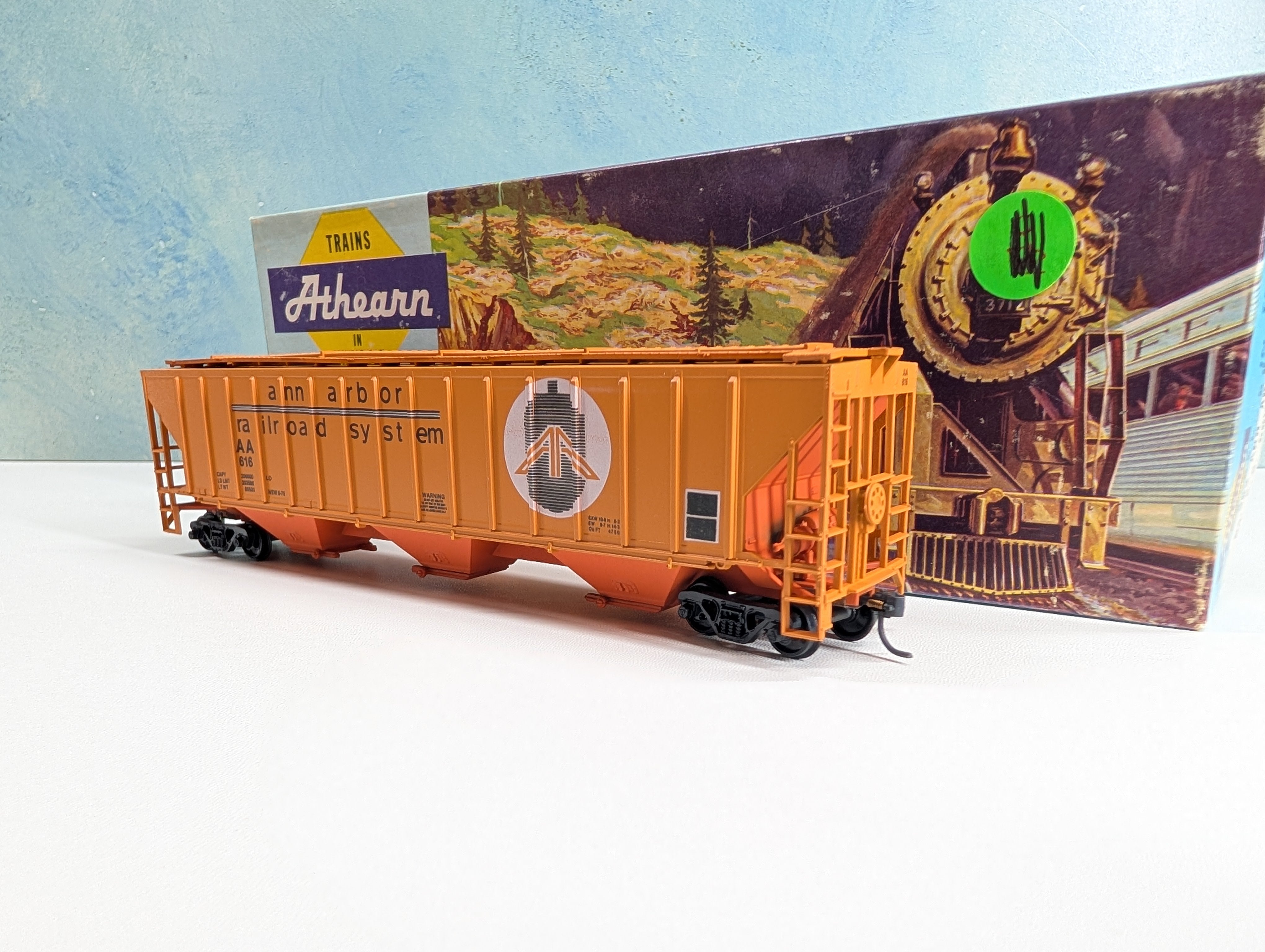 USED Athearn 362 HO Scale 54' PS Covered Hopper Ann Arbor AA #616 Bev-Bel