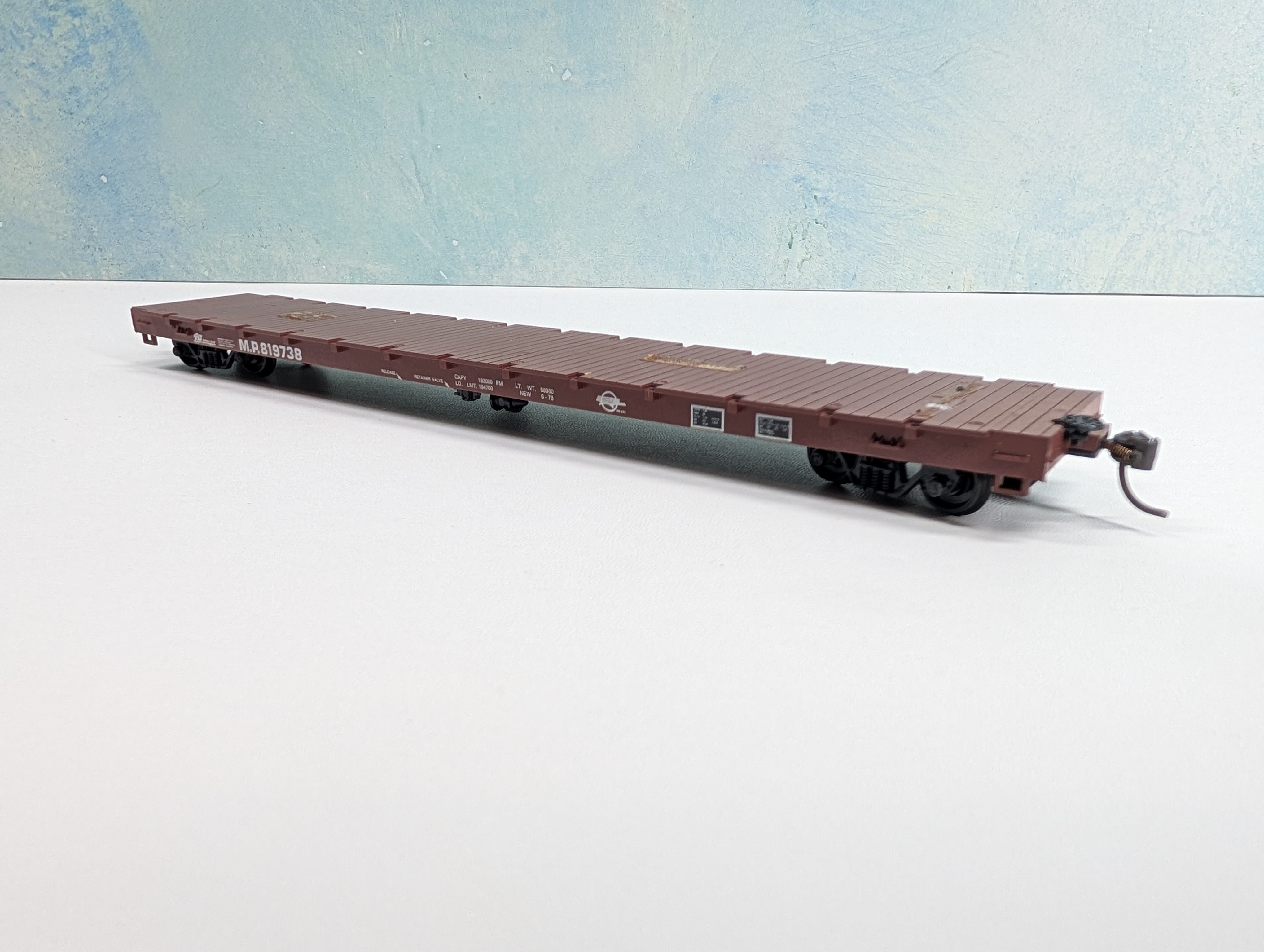 USED Roundhouse 1285 HO Scale 60' Bulkhead Flat Car Missouri Pacific MP #819738