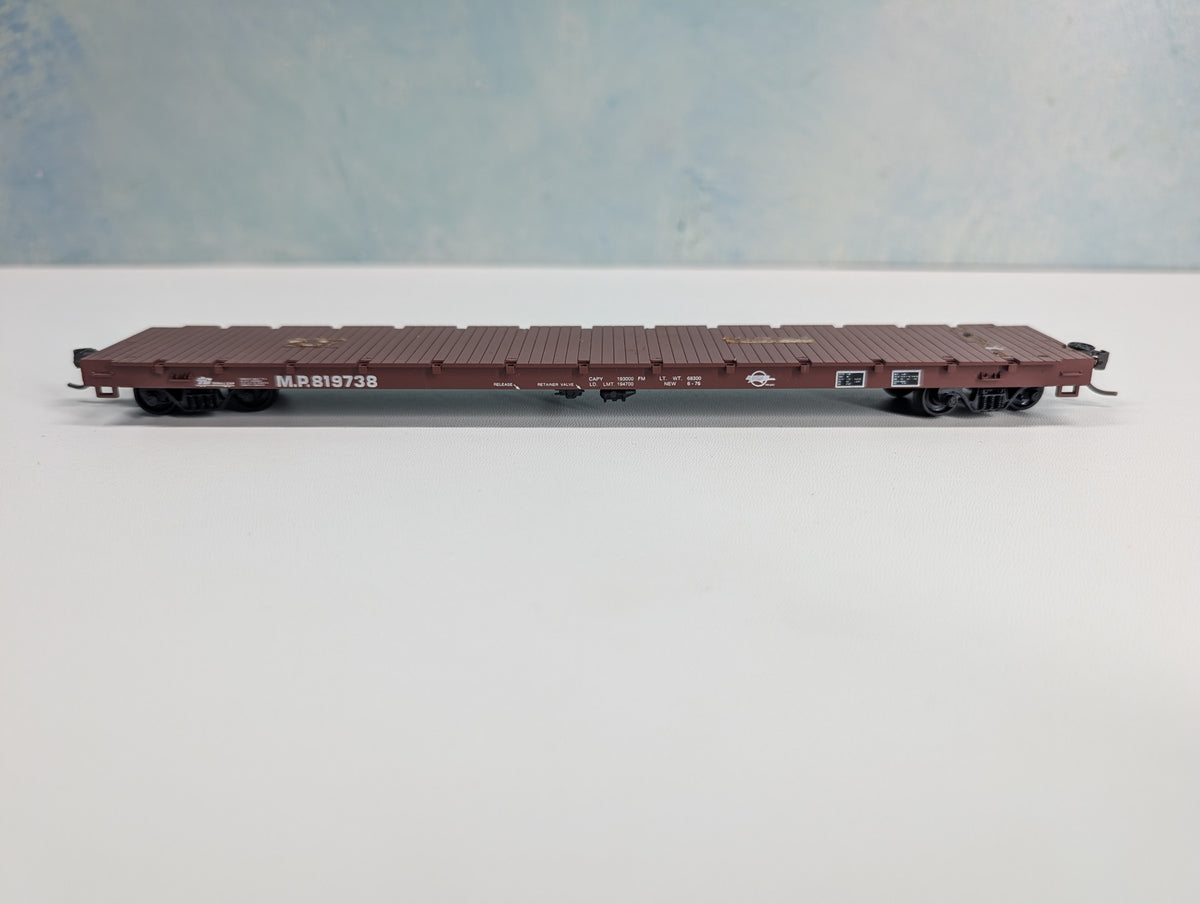 USED Roundhouse 1285 HO Scale 60' Bulkhead Flat Car Missouri Pacific MP #819738