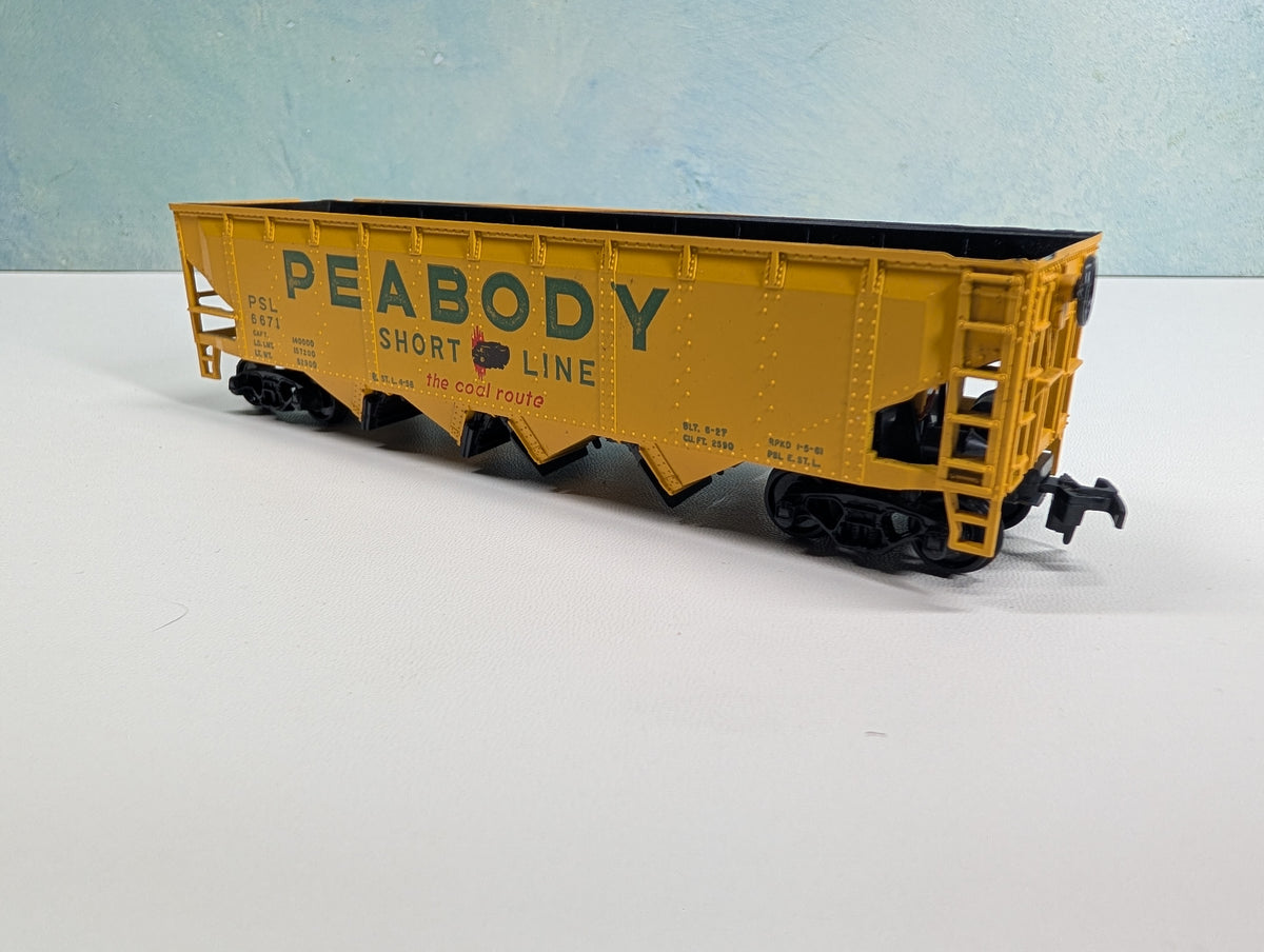 USED Athearn HO Scale 4 Bay Operating Hopper Peabody Short Line PSL #6671